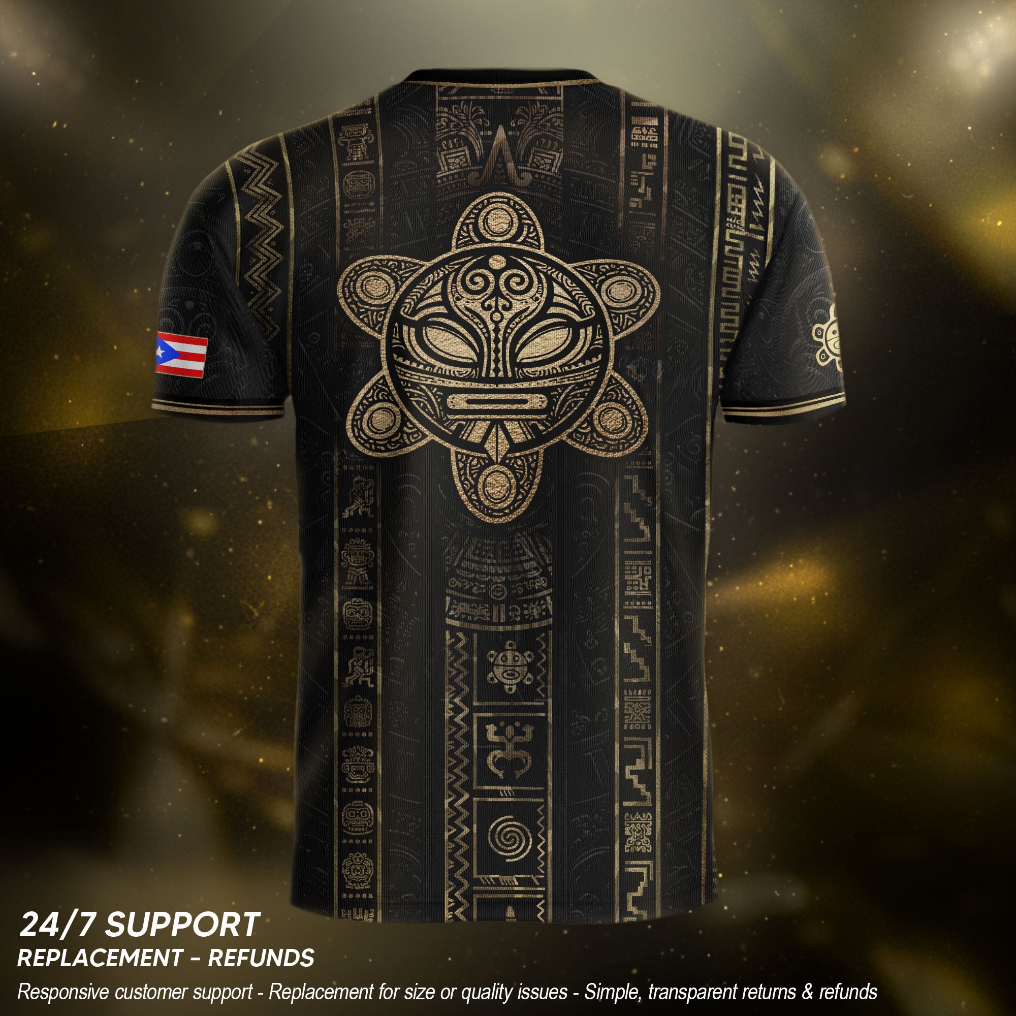 Black Puerto Rico Soccer Jersey Taino Heritage Petroglyph Football Shirt