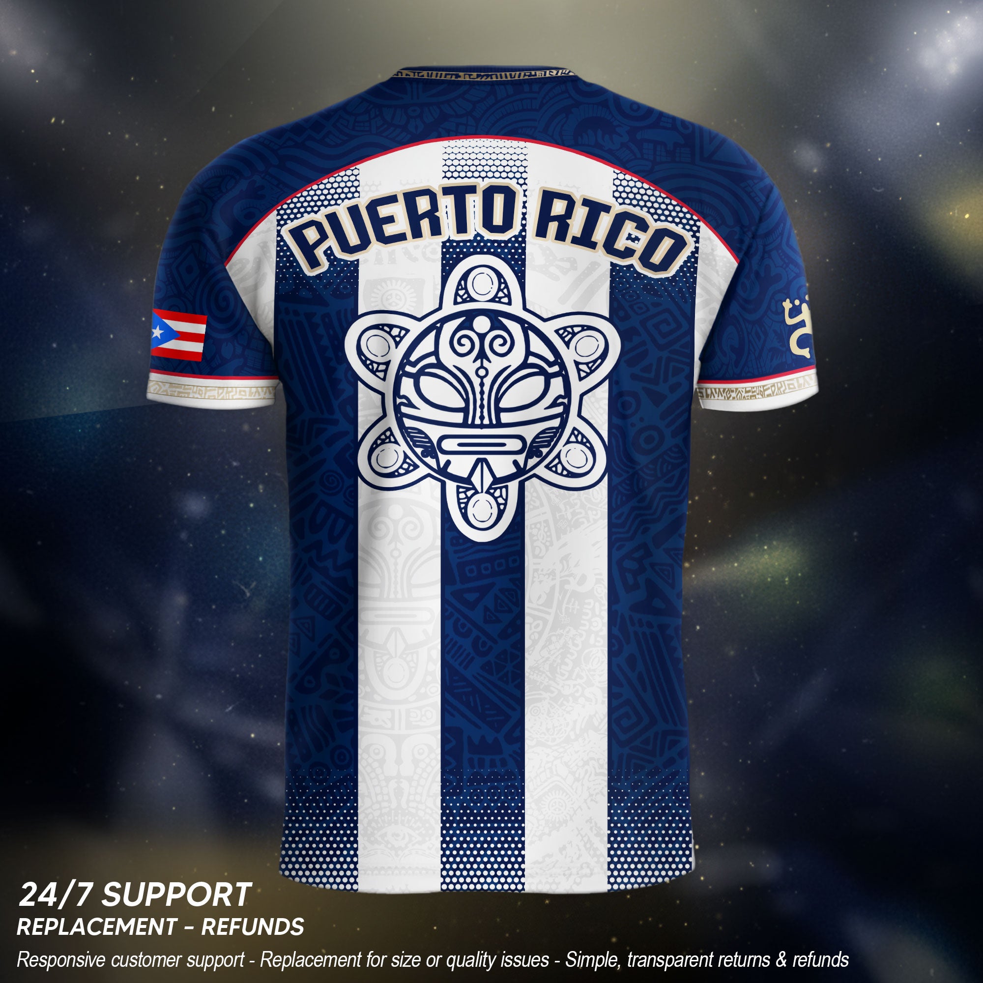 Puerto Rico Soccer Jersey Shirt Blue White Striped Boricua Football Fan Jersey Unisex