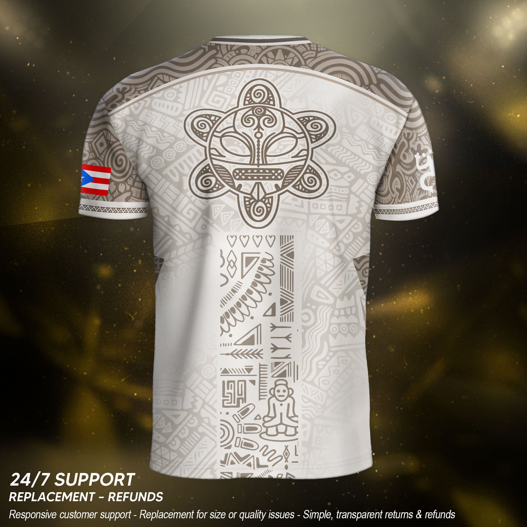 Puerto Rico White Soccer Jersey Tribal Pattern Boricua Pride Football Shirt Unisex
