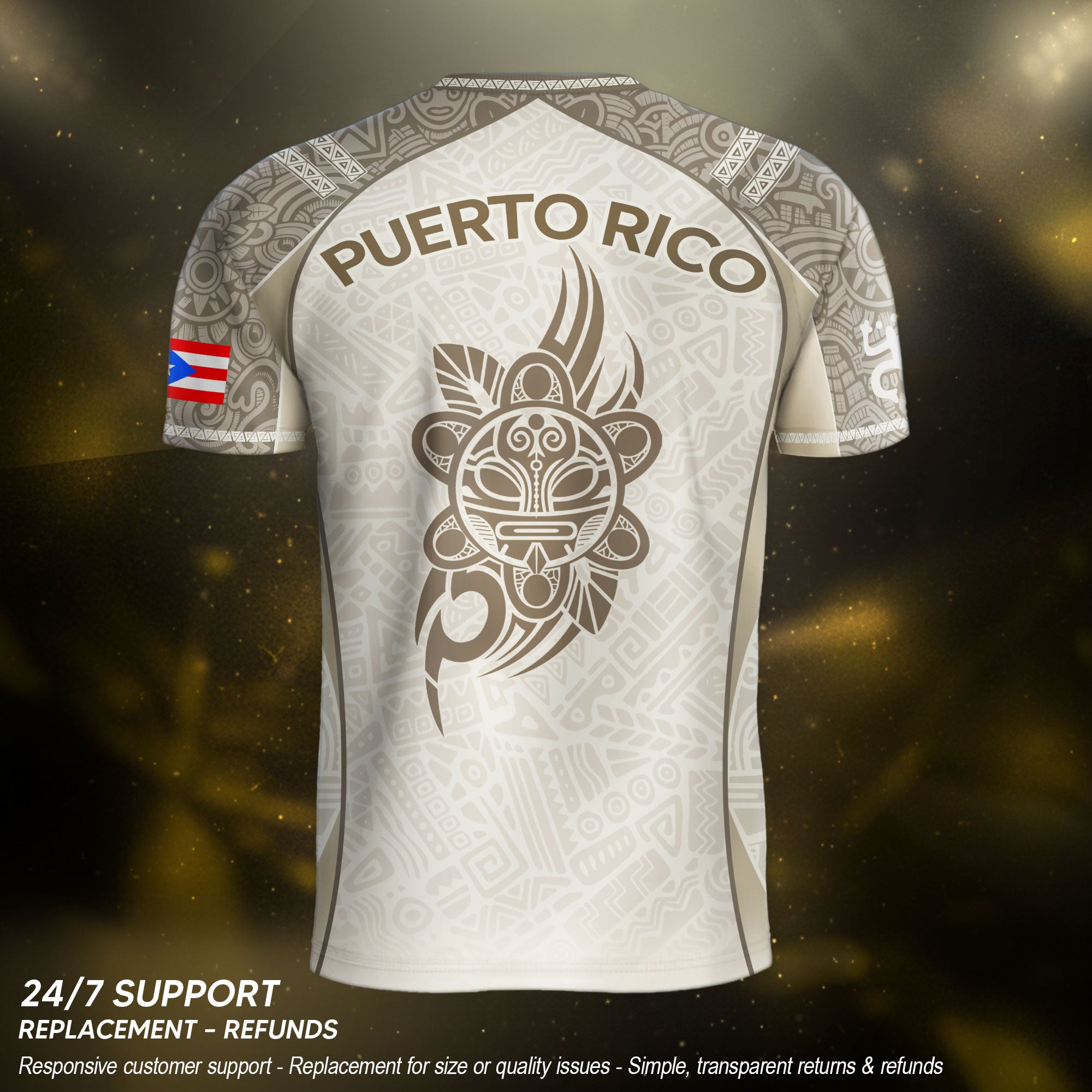 Puerto Rico Beige Soccer Jersey Coqui Tribal Boricua Pride Football Shirt Unisex