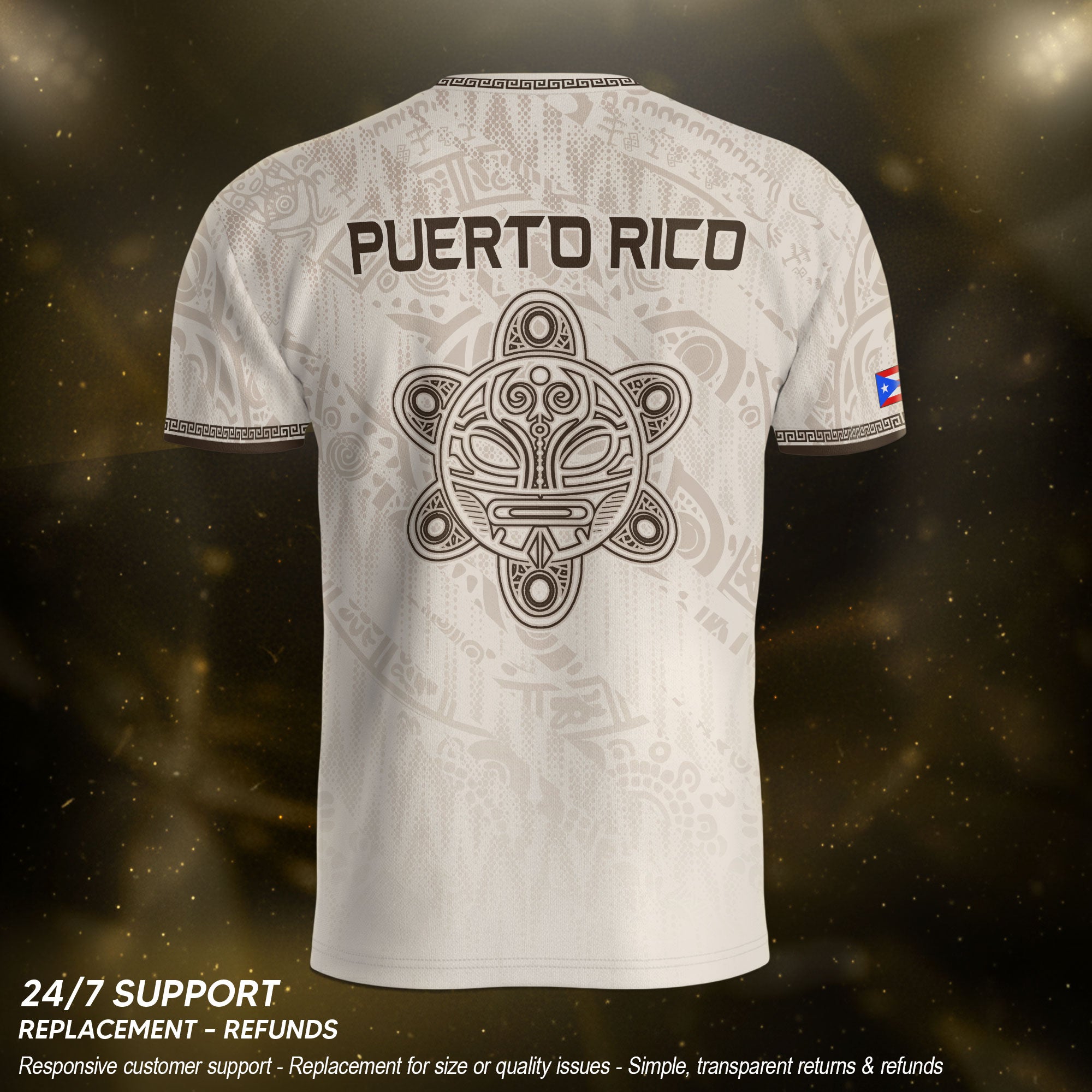 Puerto Rico Soccer Jersey Beige Taino Turtle El Morro Fortress Coqui Frog Shirt
