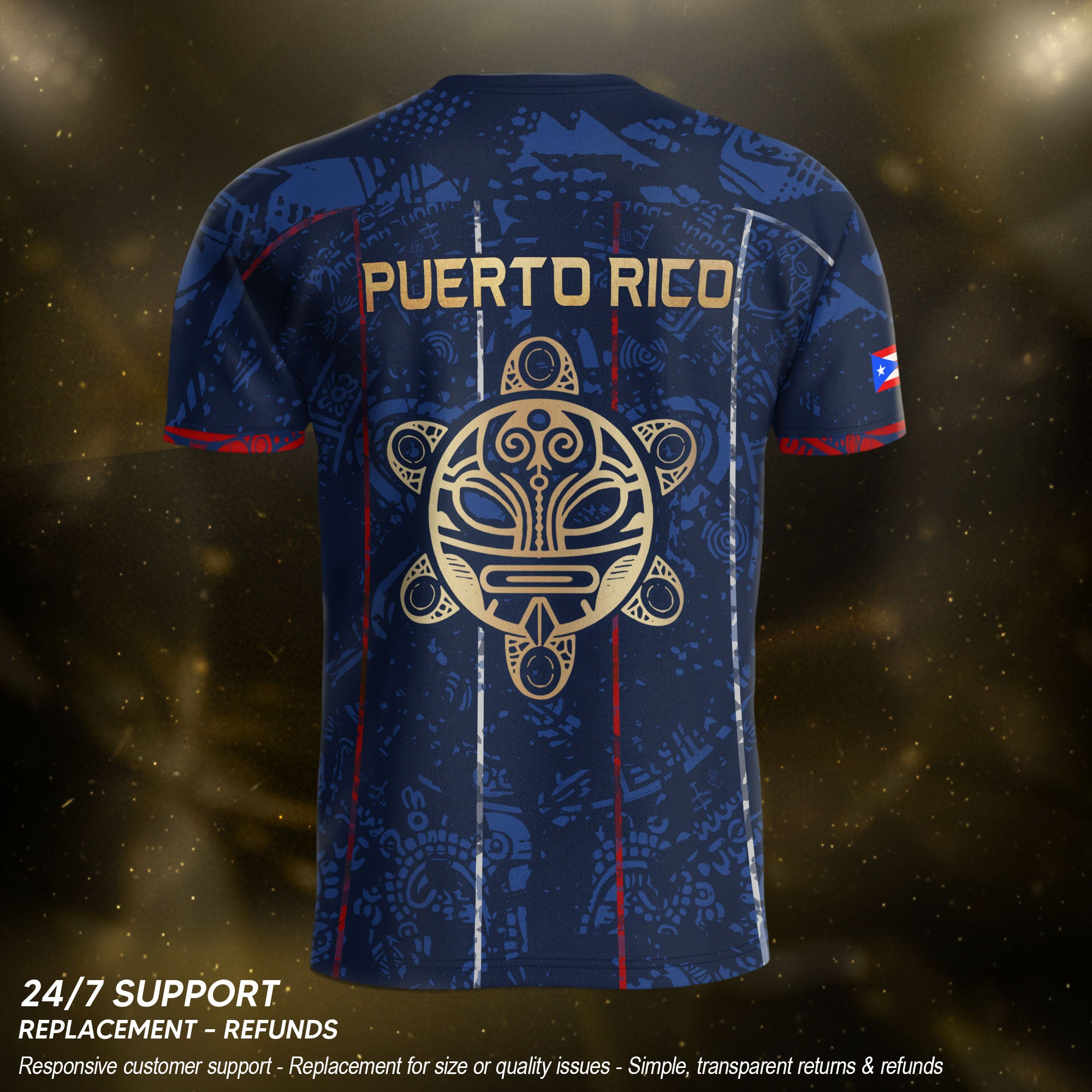 Puerto Rico Soccer Jersey Navy Taino Turtle Pride Sportswear Tee
