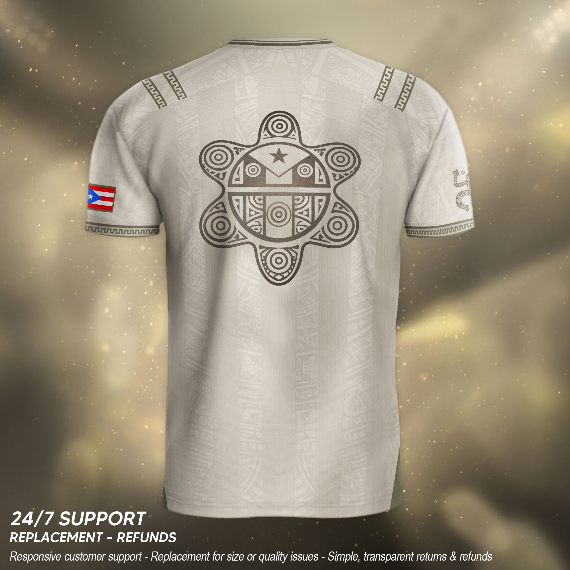 Beige Puerto Rico Soccer Jersey Taino Sun Sol de Jayuya Pattern Edition Football Shirt