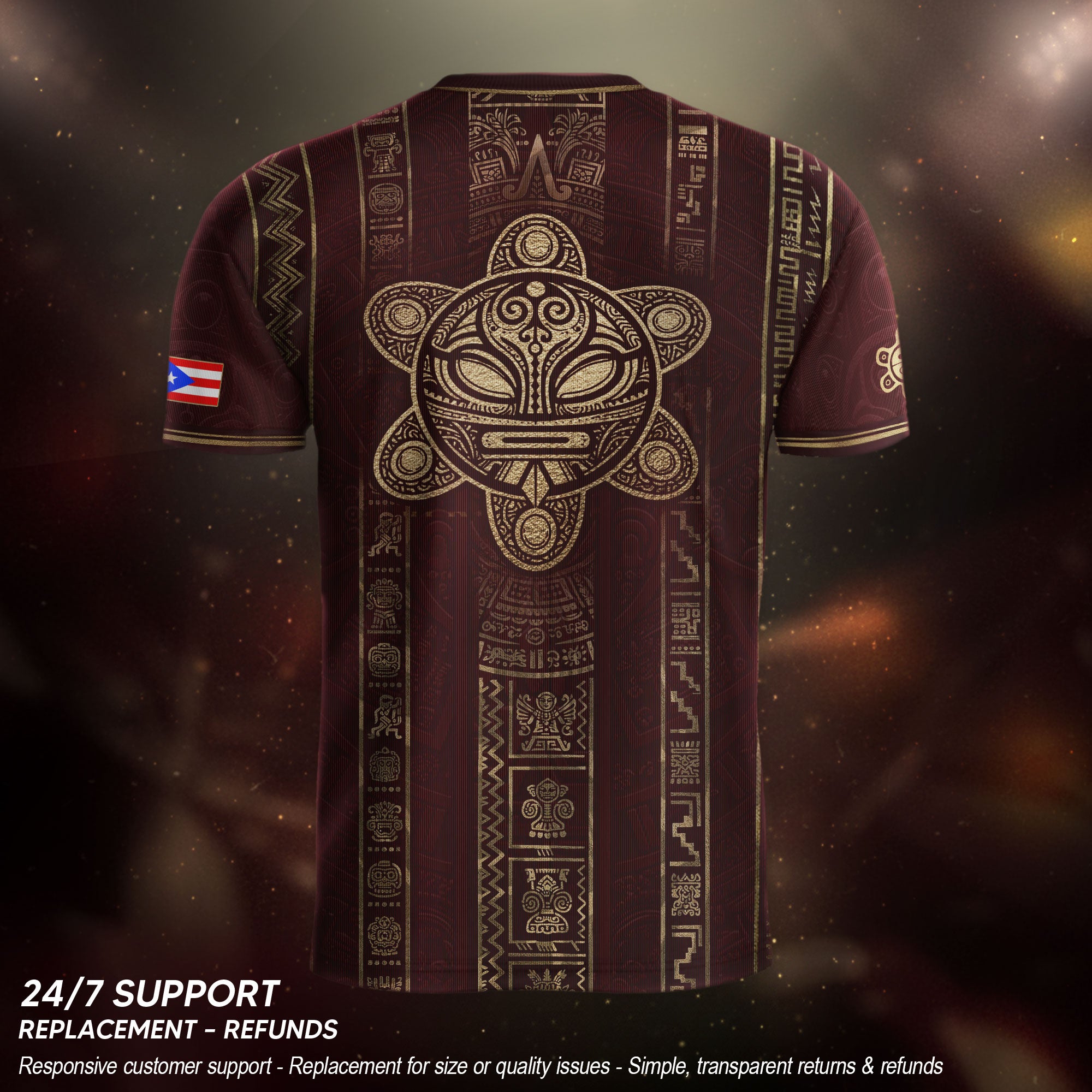 Puerto Rico Soccer Jersey Taino Heritage Maroon Gold Football Shirt Boricua Pride Gift