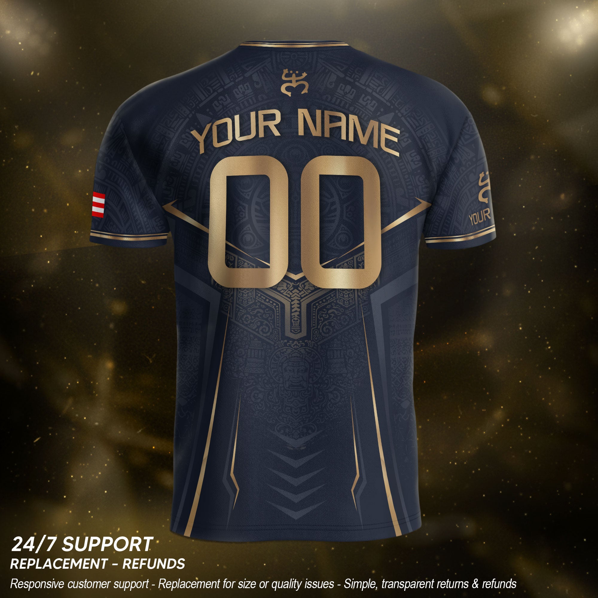 Personalized Puerto Rico Soccer Jersey Taino Coqui Frog Navy Gold Football Shirt