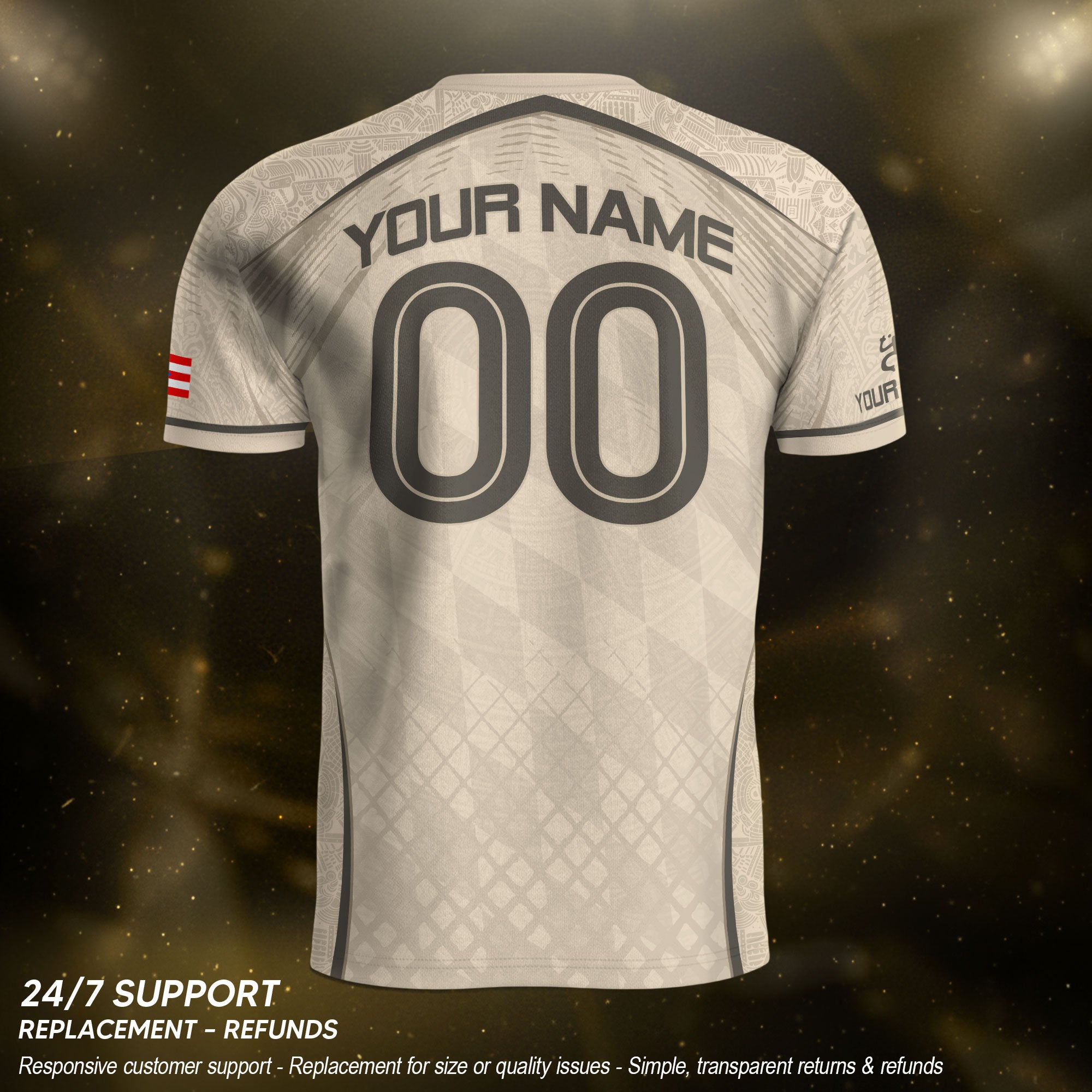 Personalized Beige Puerto Rico Soccer Jersey Taino Pattern Football Shirt