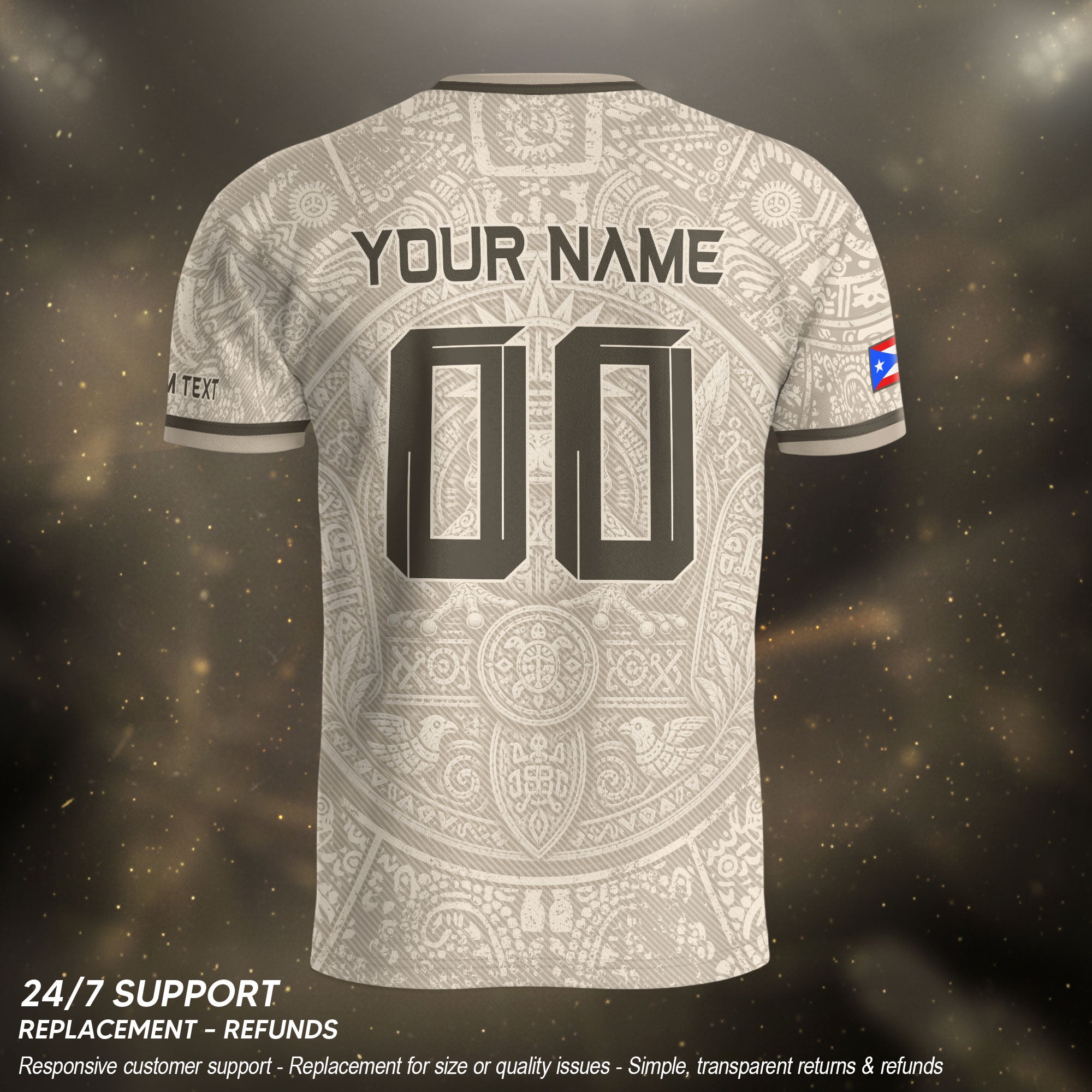 Camiseta de fútbol con máscara taína boricua azul marino de Puerto Rico, bandera tribal, orgullo nacional