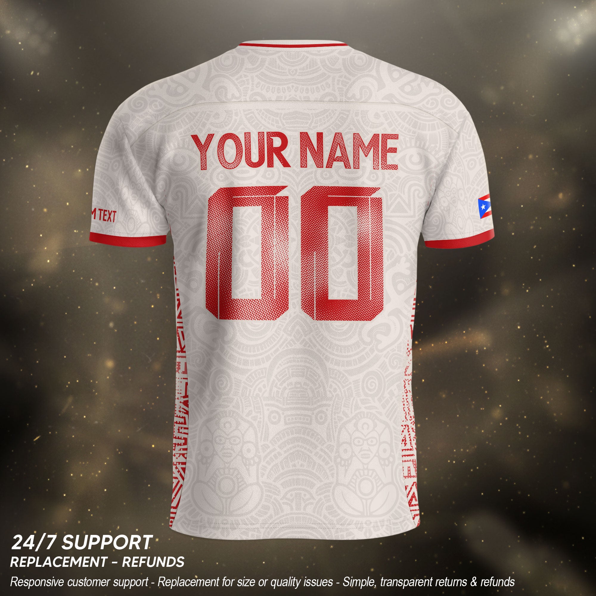Custom Puerto Rico Soccer Jersey Beige Red – Puerto Rico Shirt, Jersey Men & Women, Puerto Rican T-Shirt