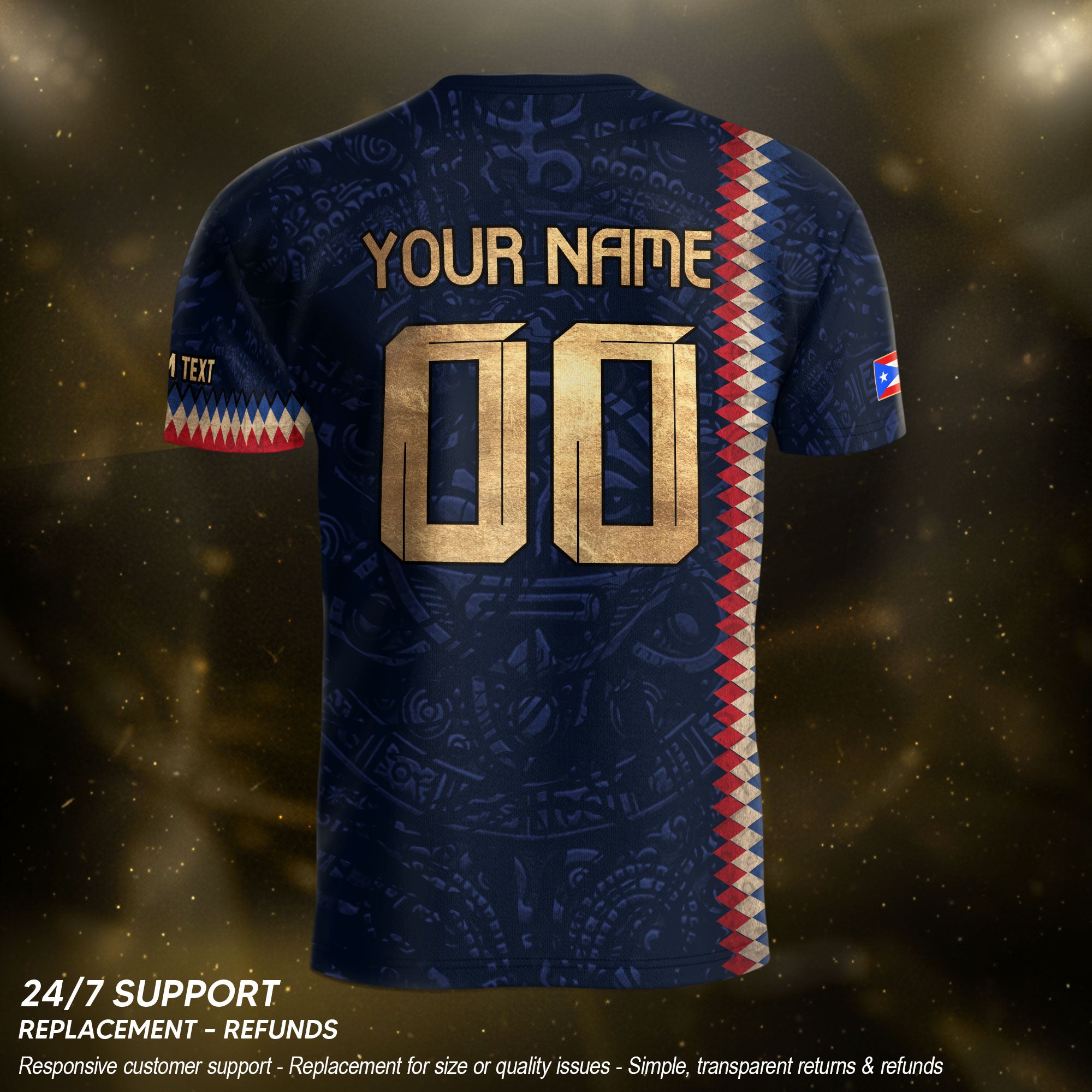 Custom Puerto Rico Soccer Jersey Navy Blue – Puerto Rican Jersey Men & Women, Puerto Rico Jerseys for Fans