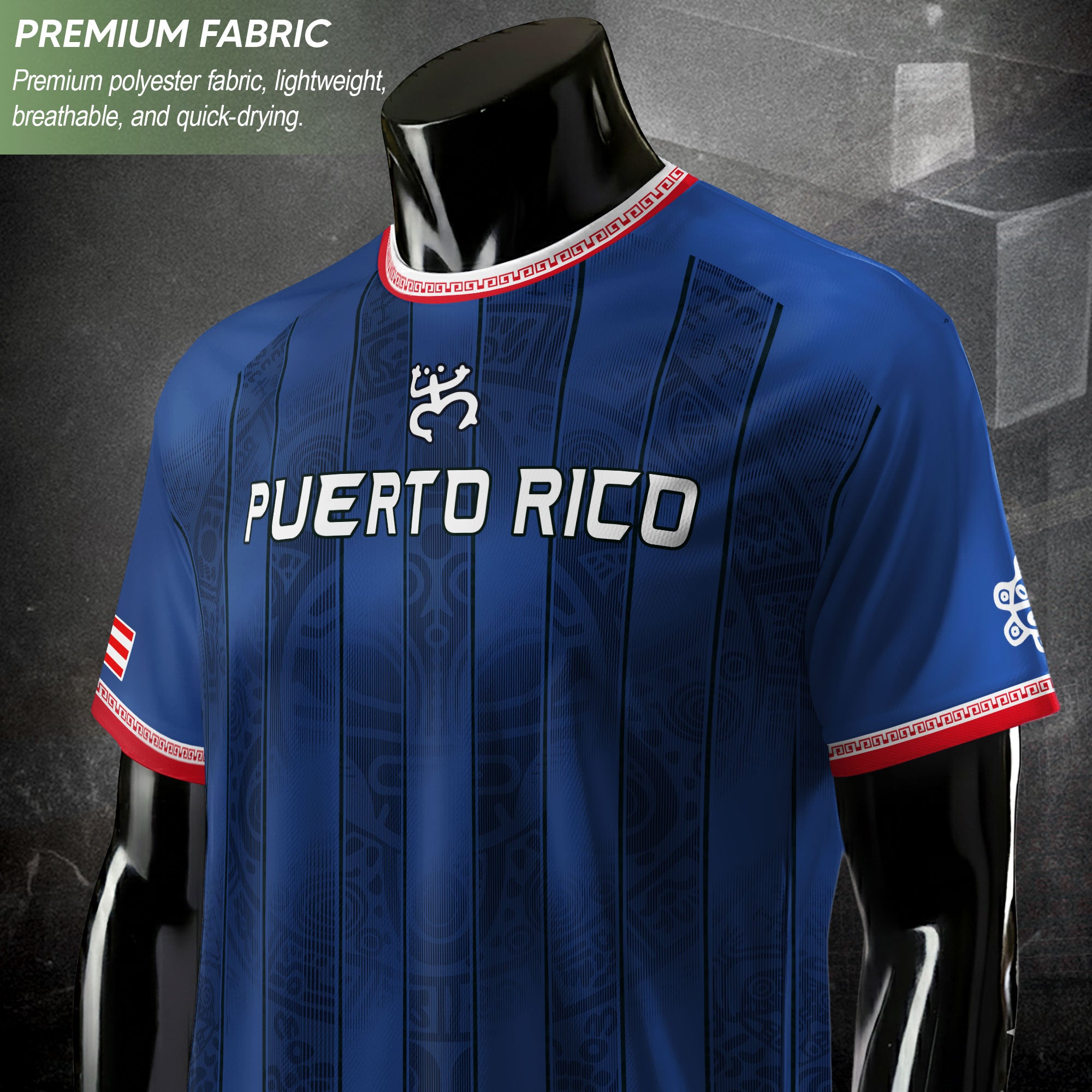 Puerto Rico Football Jersey Striped Navy Soccer Shirt Boricua Pride Gift Men