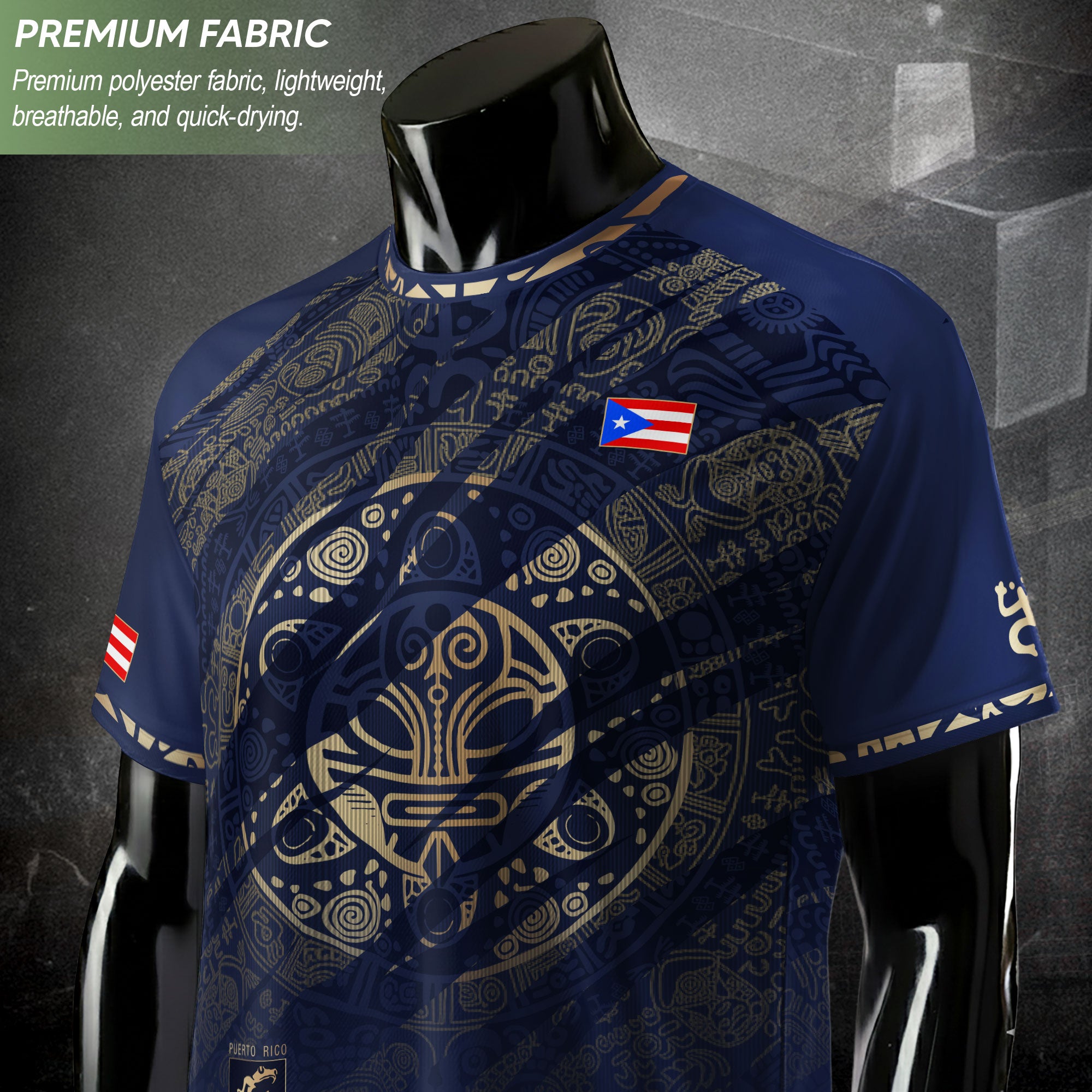 Puerto Rico Soccer Jersey Taino Sun Navy Gold Football Shirt Boricua Apparel Men Gift