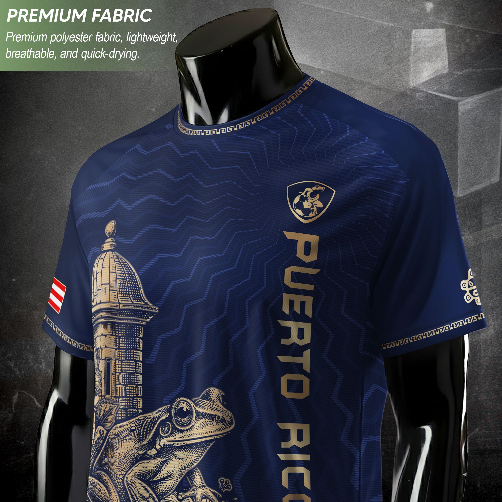 Puerto Rico Soccer Jersey El Morro Garita Coqui Frog Navy Gold Football Shirt Boricua