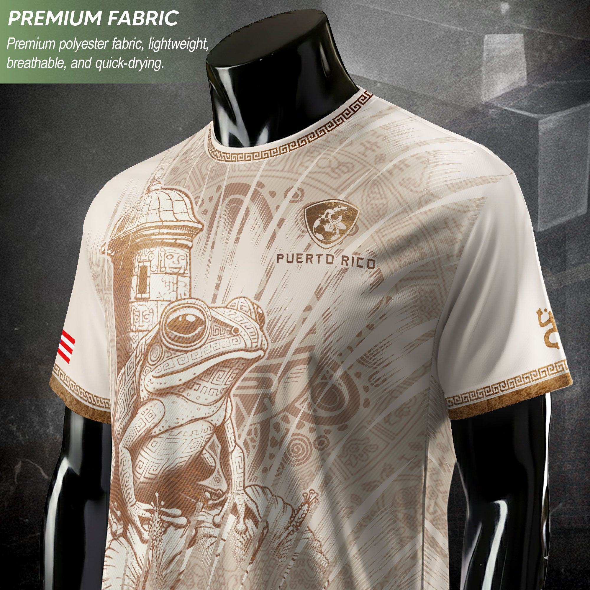 Beige Puerto Rico Soccer Jersey Men Puerto Rican Jersey for Men Puerto Rico Jersey Mens Soccer Shirt