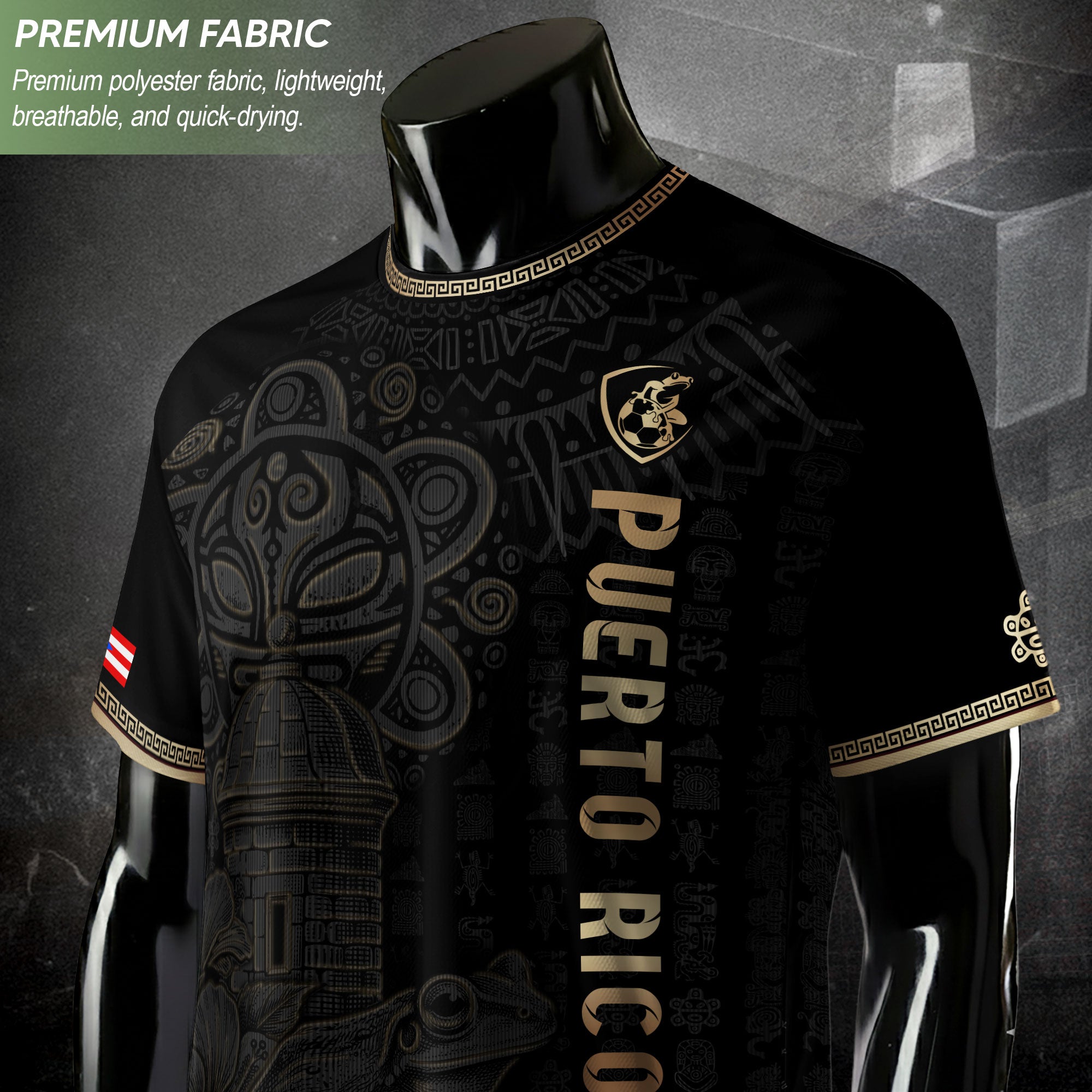 Black Gold Puerto Rico Jersey Men Puerto Rican Soccer Jersey for Men Puerto Rico Soccer Shirt Mens