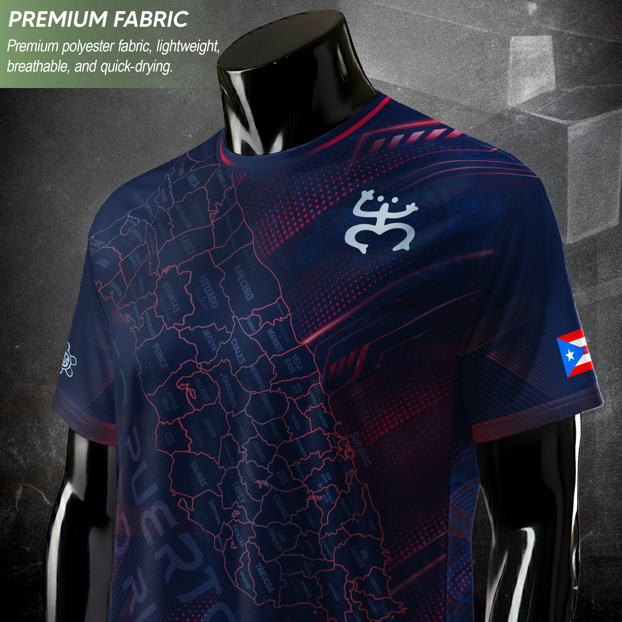 Puerto Rico Heritage Orgullo Boricua Soul Navy Island Map Coqui Graphic Soccer Jersey