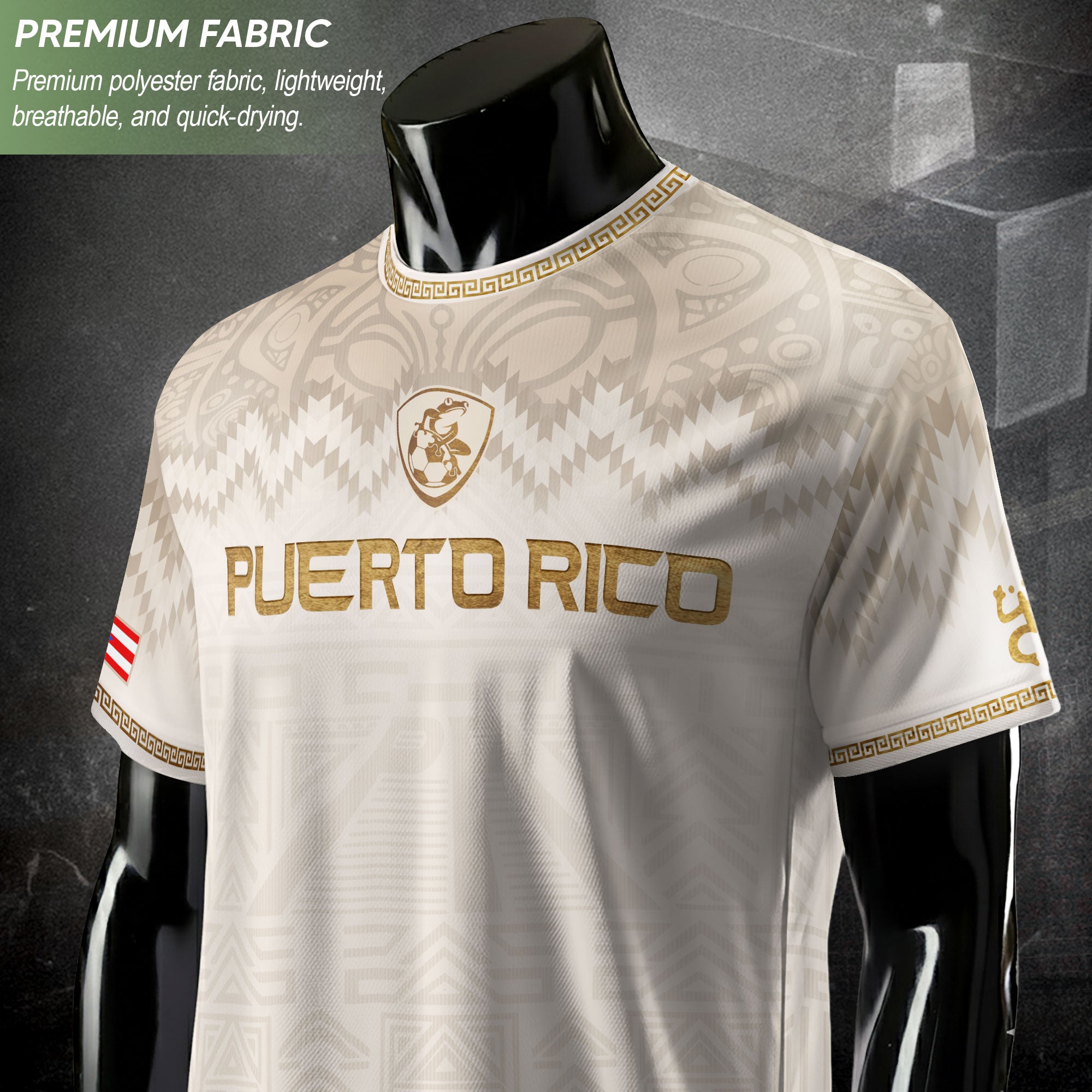 White Gold Puerto Rico Soccer Jersey for Men Puerto Rican Jersey Men Puerto Rico Soccer Shirt for Mens
