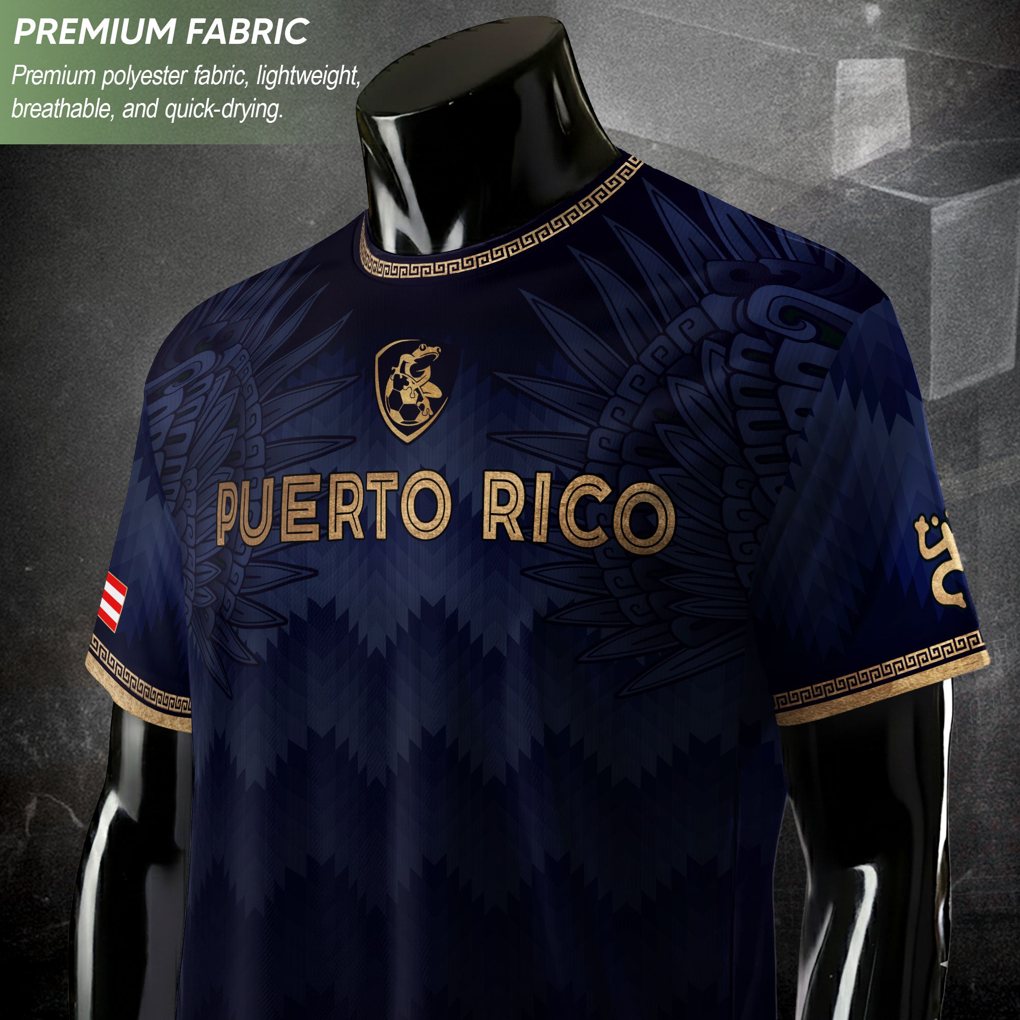 Navy Gold Puerto Rico Soccer Jersey for Men Puerto Rican Jersey Men Puerto Rico Jersey Mens Soccer Shirt