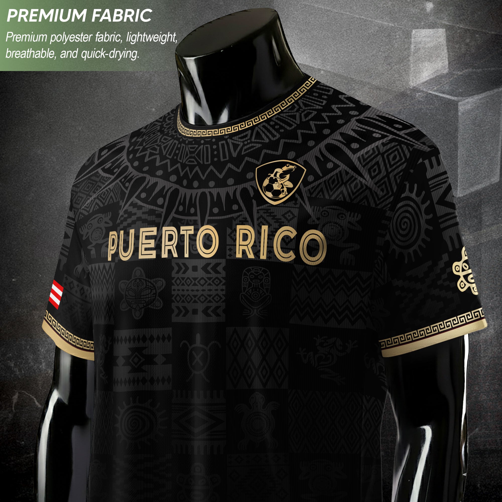 Black Gold Puerto Rico Soccer Jersey for Men Puerto Rican Jersey Men Puerto Rico Jersey Mens Soccer Shirt