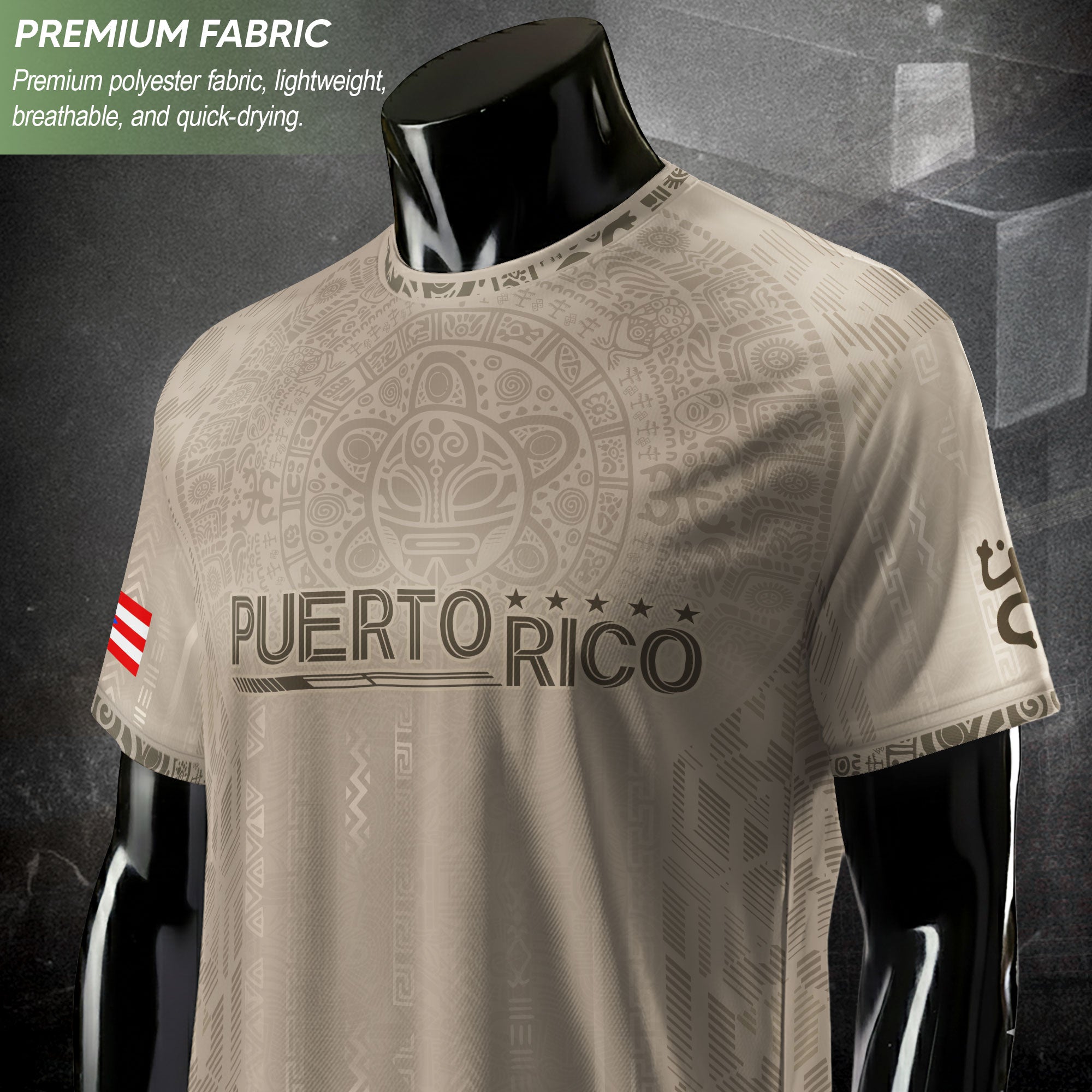 Puerto Rico Soccer Jersey Beige Premium for Men – Puerto Rican Shirt, Puerto Rico Jerseys for Men