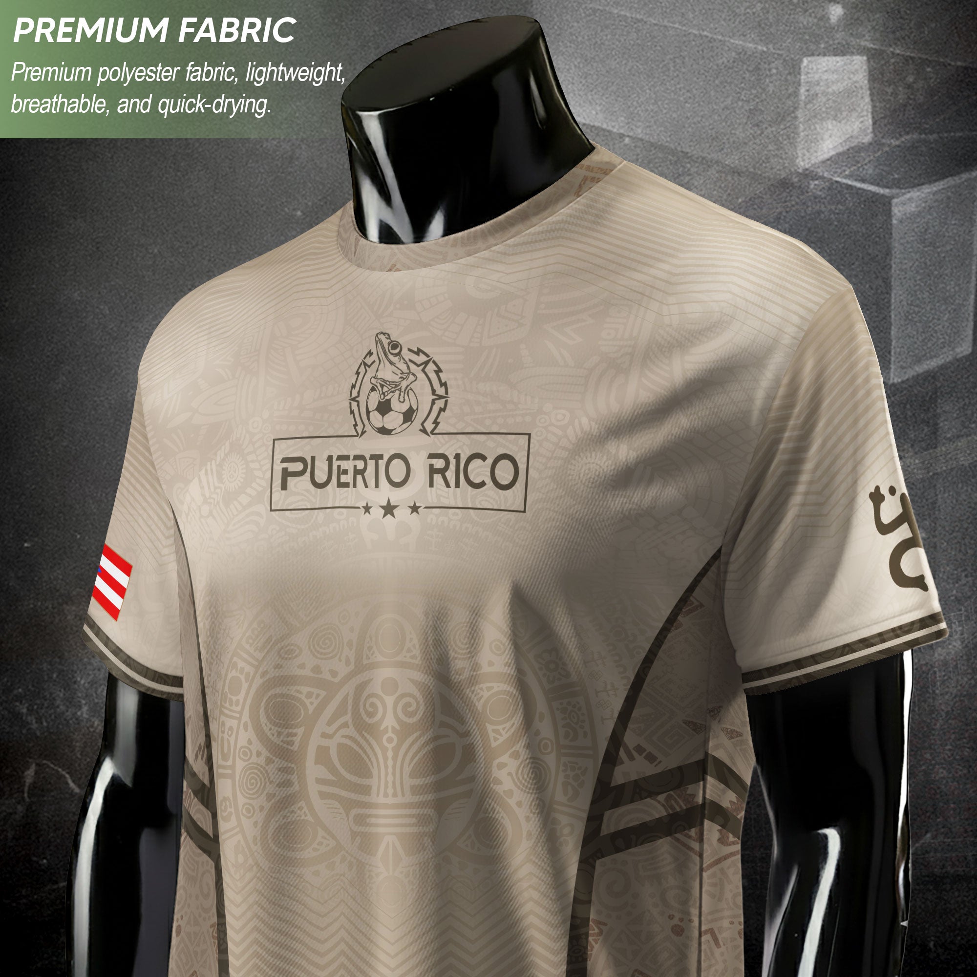 Beige Puerto Rico Soccer Jersey for Men – Puerto Rican Shirt, Puerto Rico Jerseys, Puerto Rico Shirts for Men