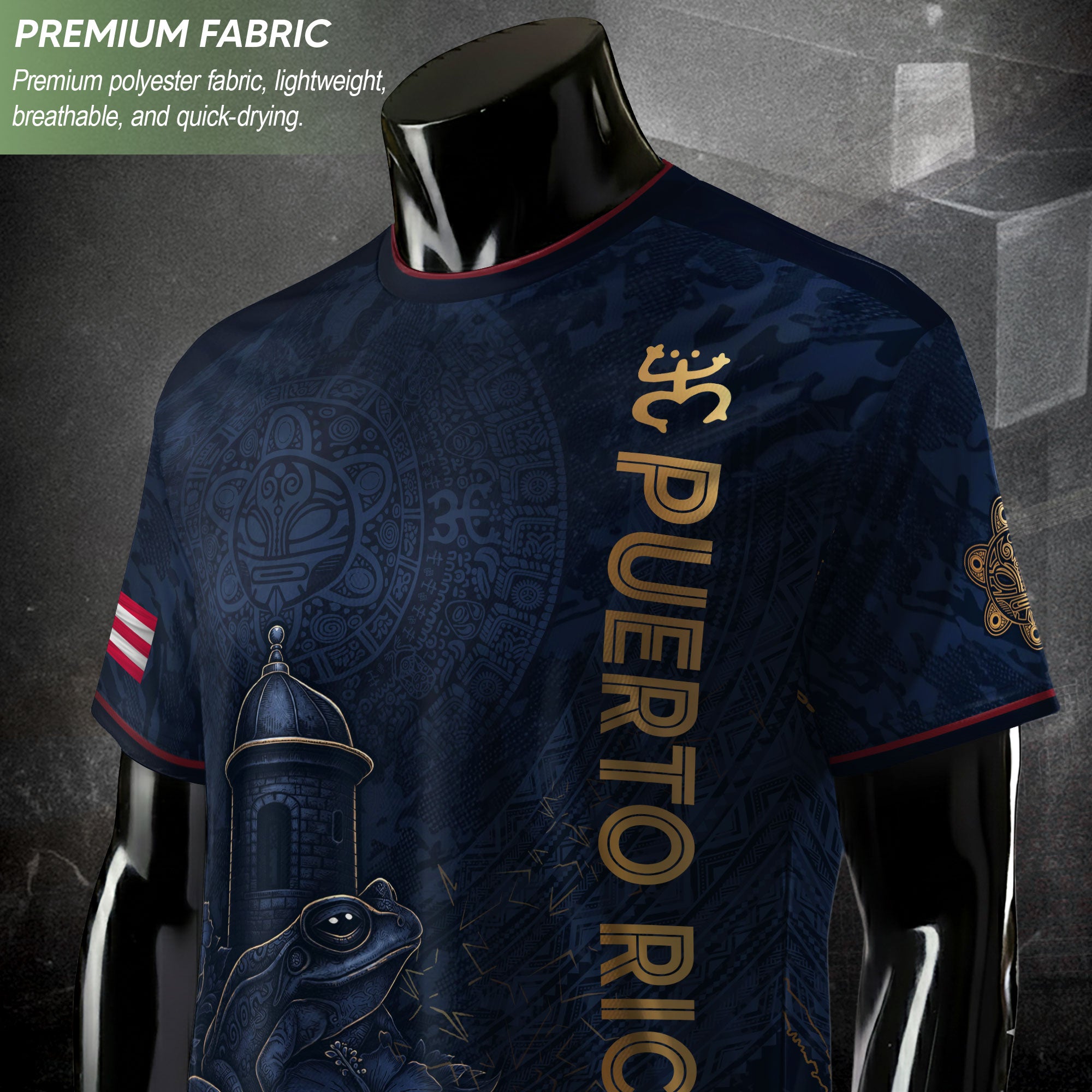 Navy Puerto Rico Soccer Jersey for Men Premium Puerto Rican Jersey Stylish Athletic Shirt Puerto Rico Shirts for Men