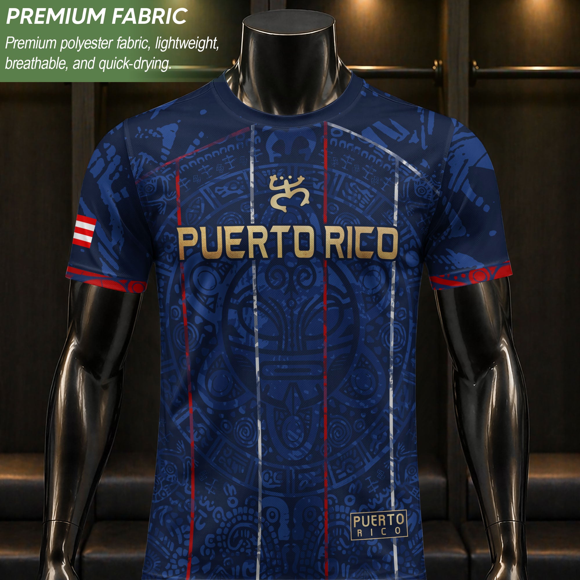 Puerto Rico Soccer Jersey Navy Taino Turtle Pride Sportswear Tee