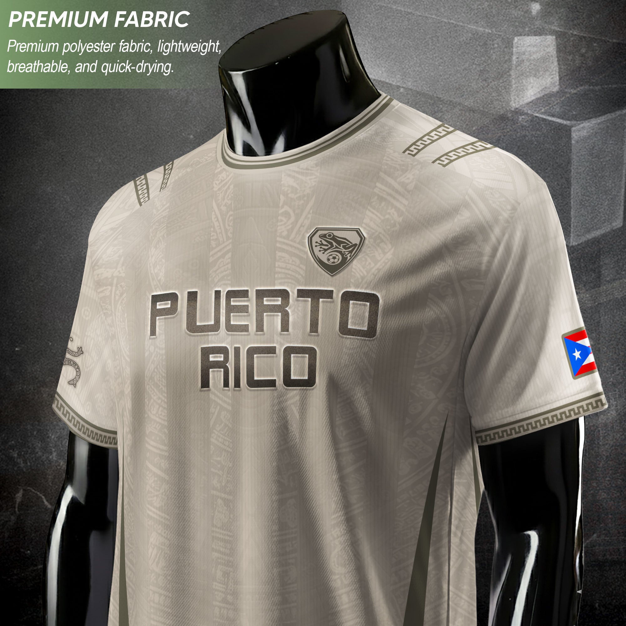 Beige Puerto Rico Soccer Jersey Taino Sun Sol de Jayuya Pattern Edition Football Shirt