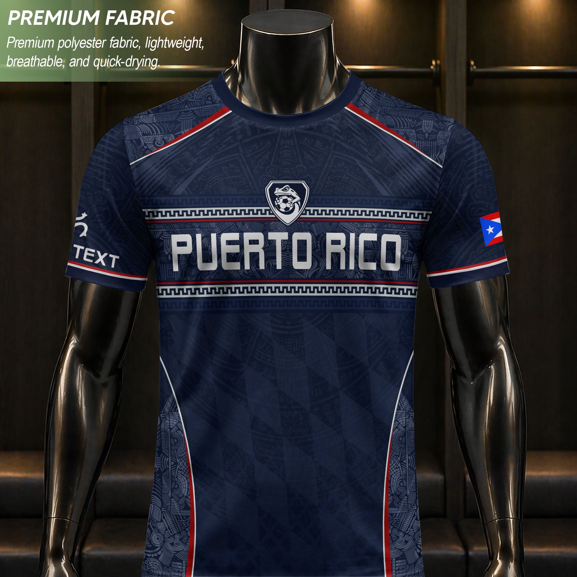 Puerto Rico Soccer Jersey Personalized Navy Blue Taino Football Shirt for Fans
