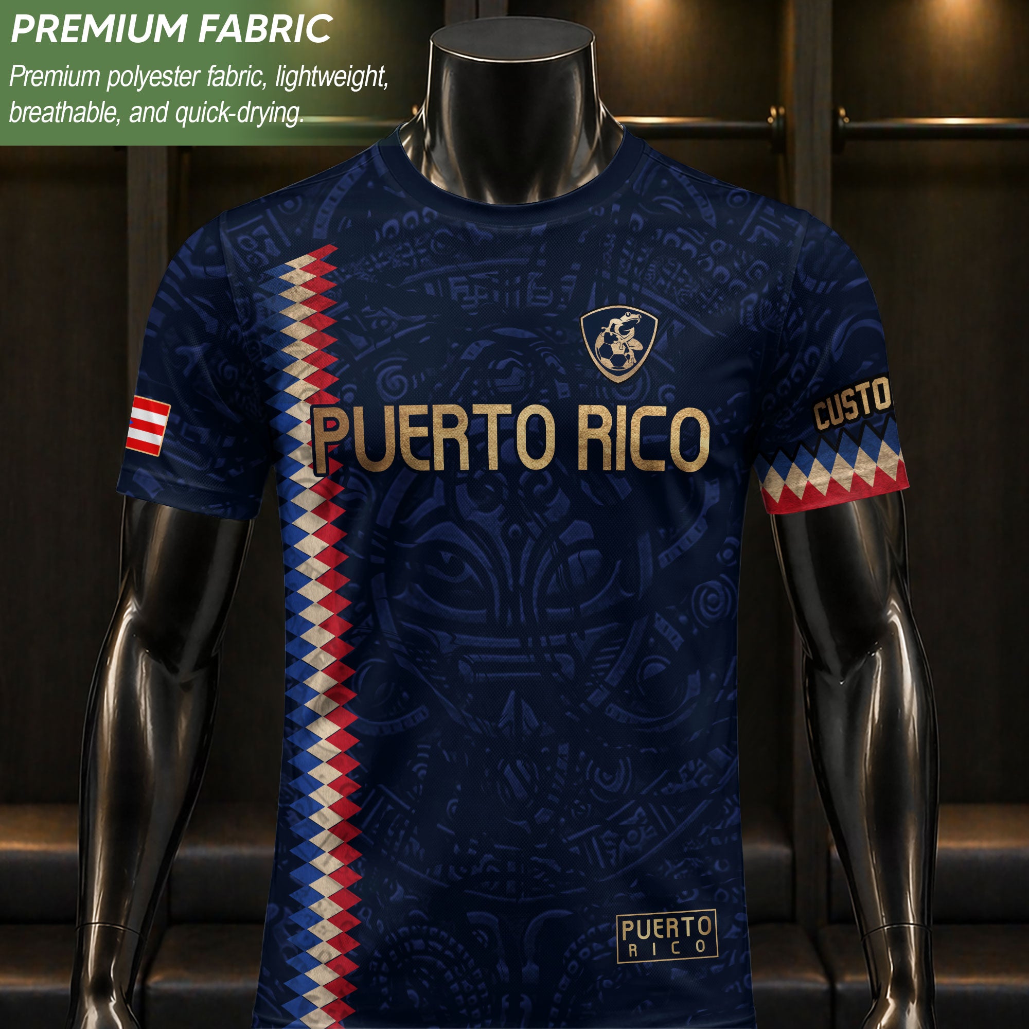 Custom Puerto Rico Soccer Jersey Navy Blue – Puerto Rican Jersey Men & Women, Puerto Rico Jerseys for Fans