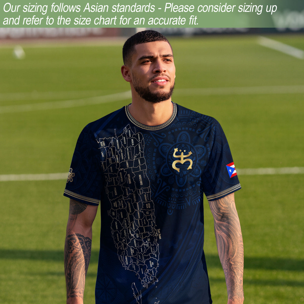 Puerto Rico Map Boricua Coqui Frog El Morro Gold Navy Heritage Soccer Jersey