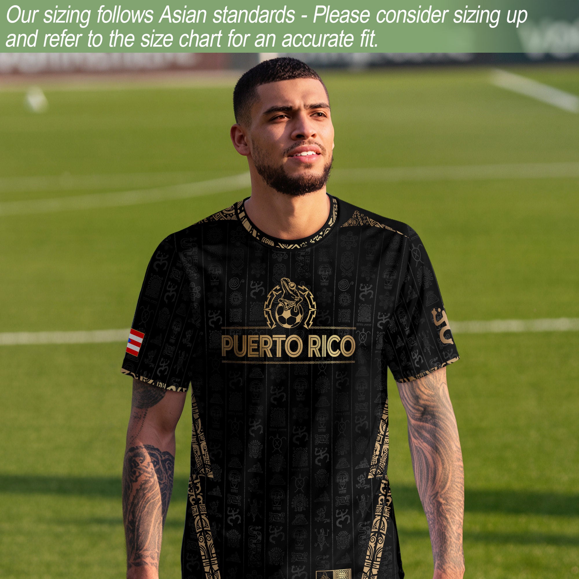 Puerto Rico Black Gold Taino Sun National Heritage Boricua Pride Soccer Jersey