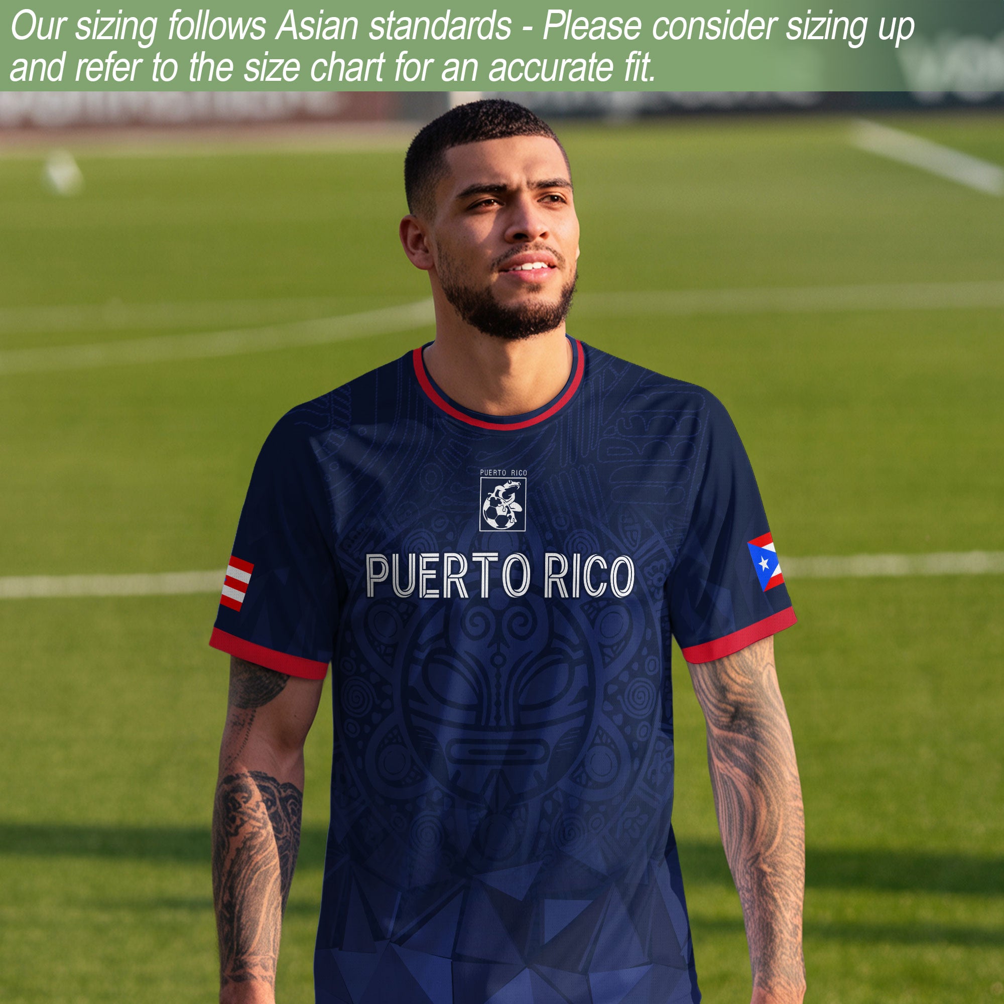Puerto Rico Navy Red Boricua Taino Mask Coqui Frog Tribal National Heritage Camiseta de fútbol
