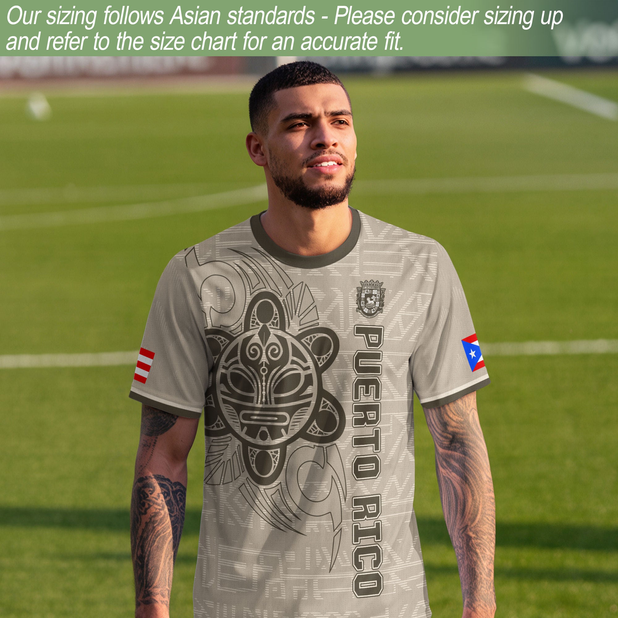 Puerto Rico Beige Gold Taino Sun God Tribal Pattern Symbol National Heritage Boricua Soccer Jersey