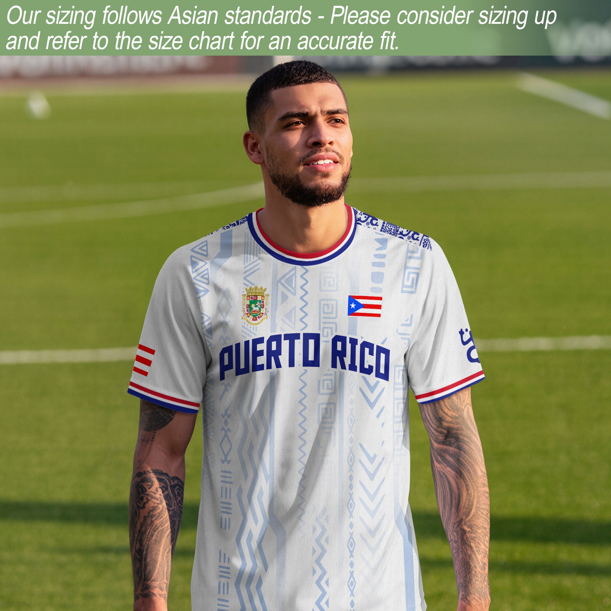 Puerto Rico White Blue Boricua Taino Mask Coqui Tribal Ethnic Artistic Football Soccer Jersey