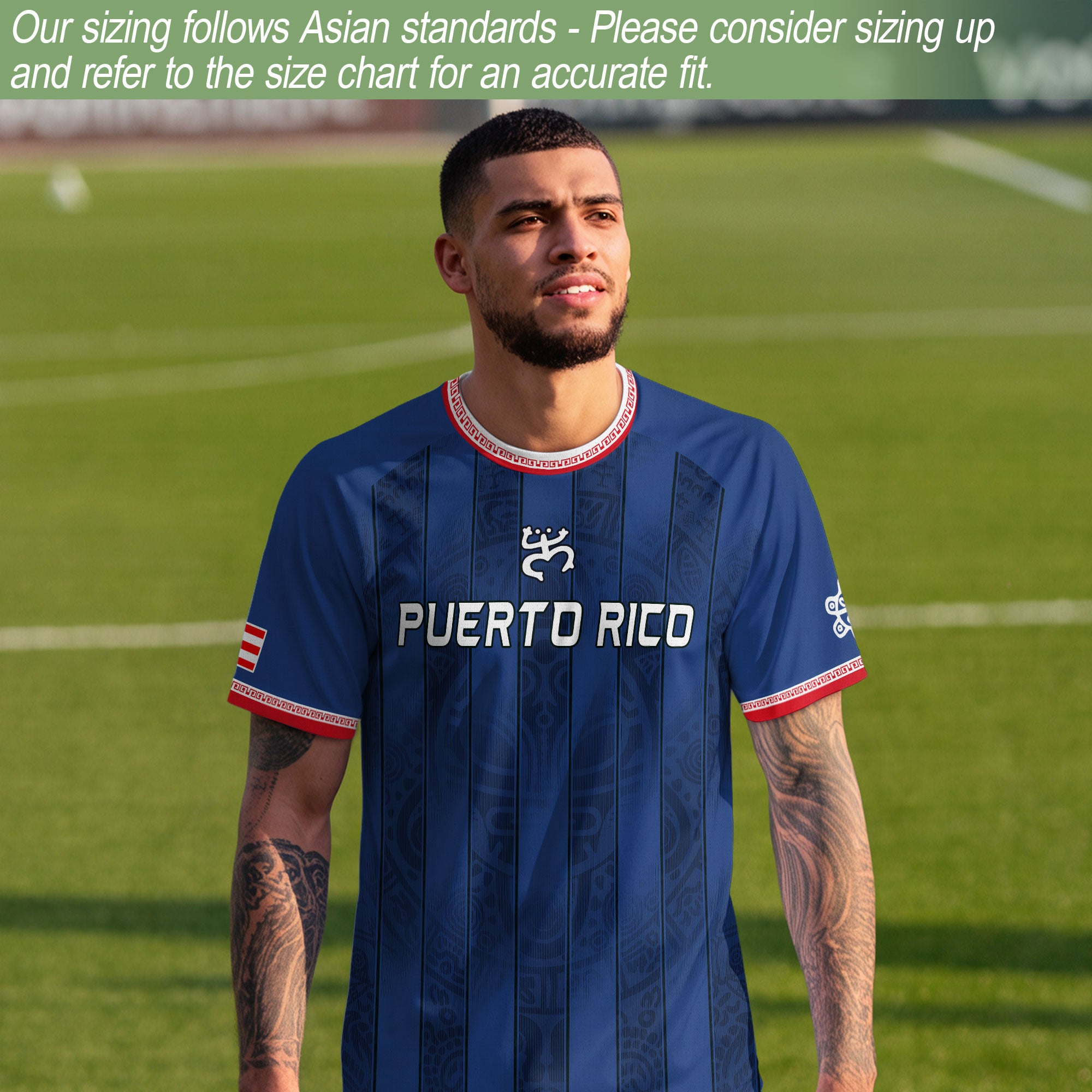Puerto Rico Football Jersey Striped Navy Soccer Shirt Boricua Pride Gift Men