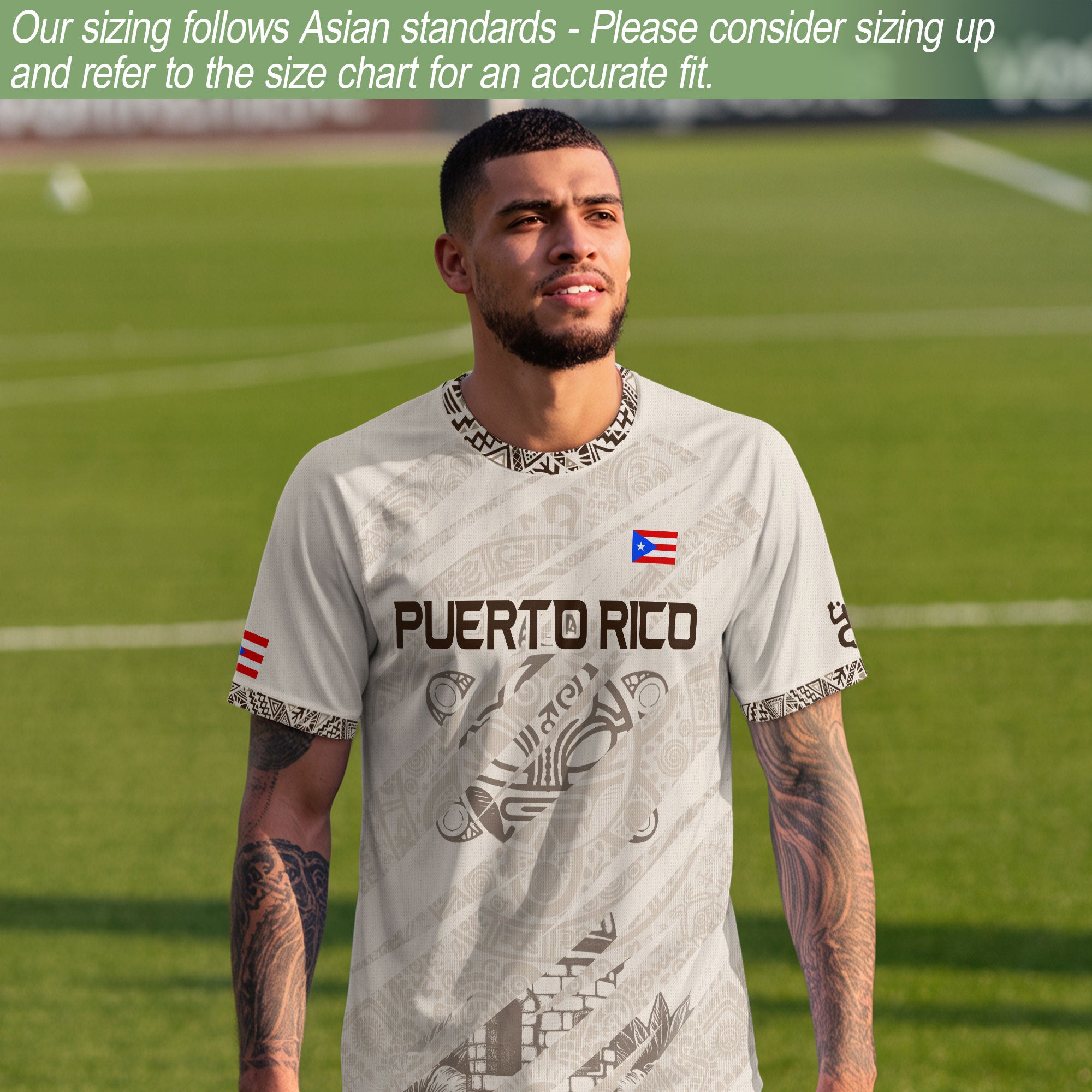 Puerto Rico Taino Coqui Jersey - White Heritage Boricua Tribal Print Performance Shirt