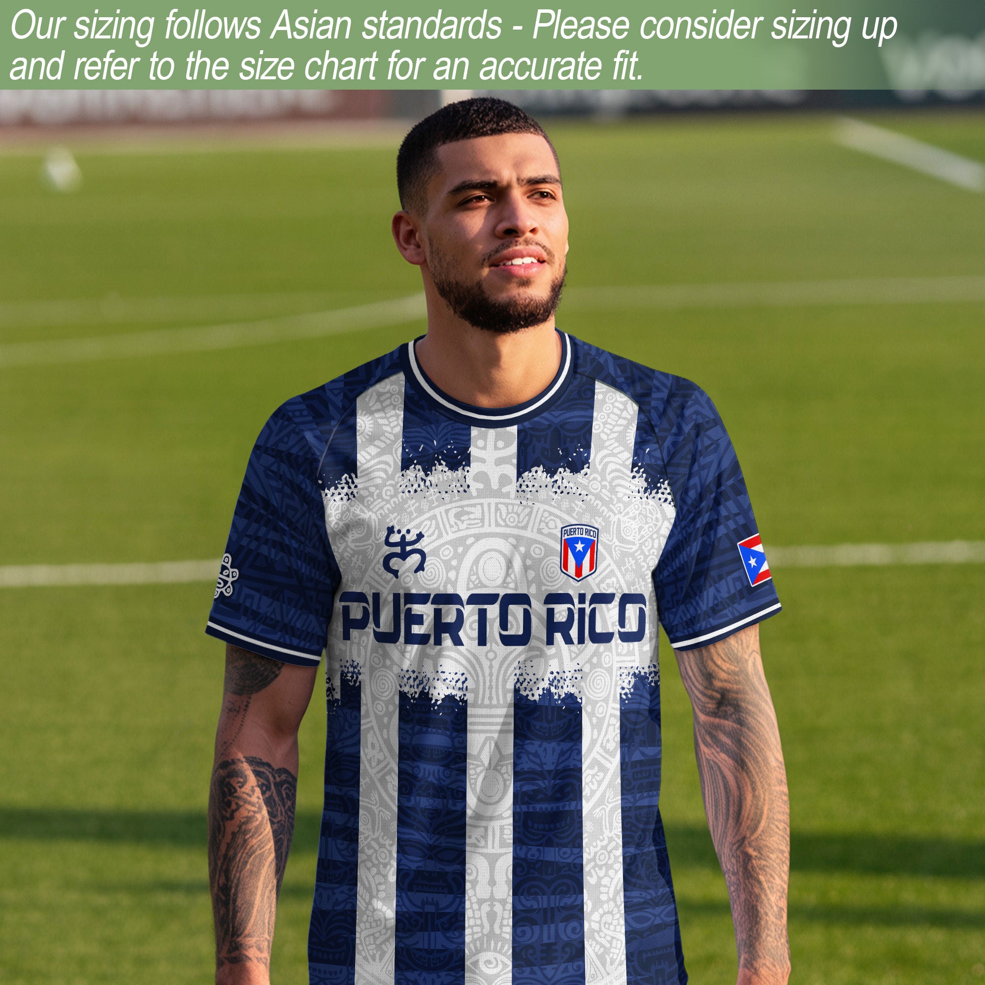Puerto Rico Boricua Coqui Frog Taino Tribal National Soccer Jersey White Navy