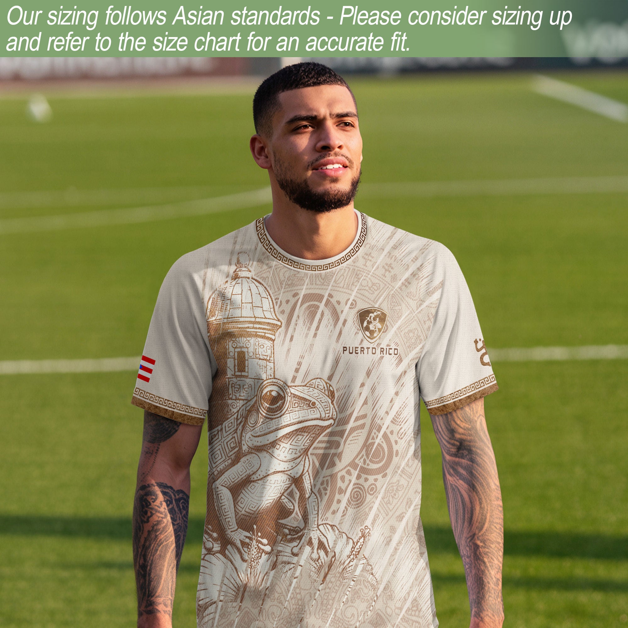 Beige Puerto Rico Soccer Jersey Men Puerto Rican Jersey for Men Puerto Rico Jersey Mens Soccer Shirt