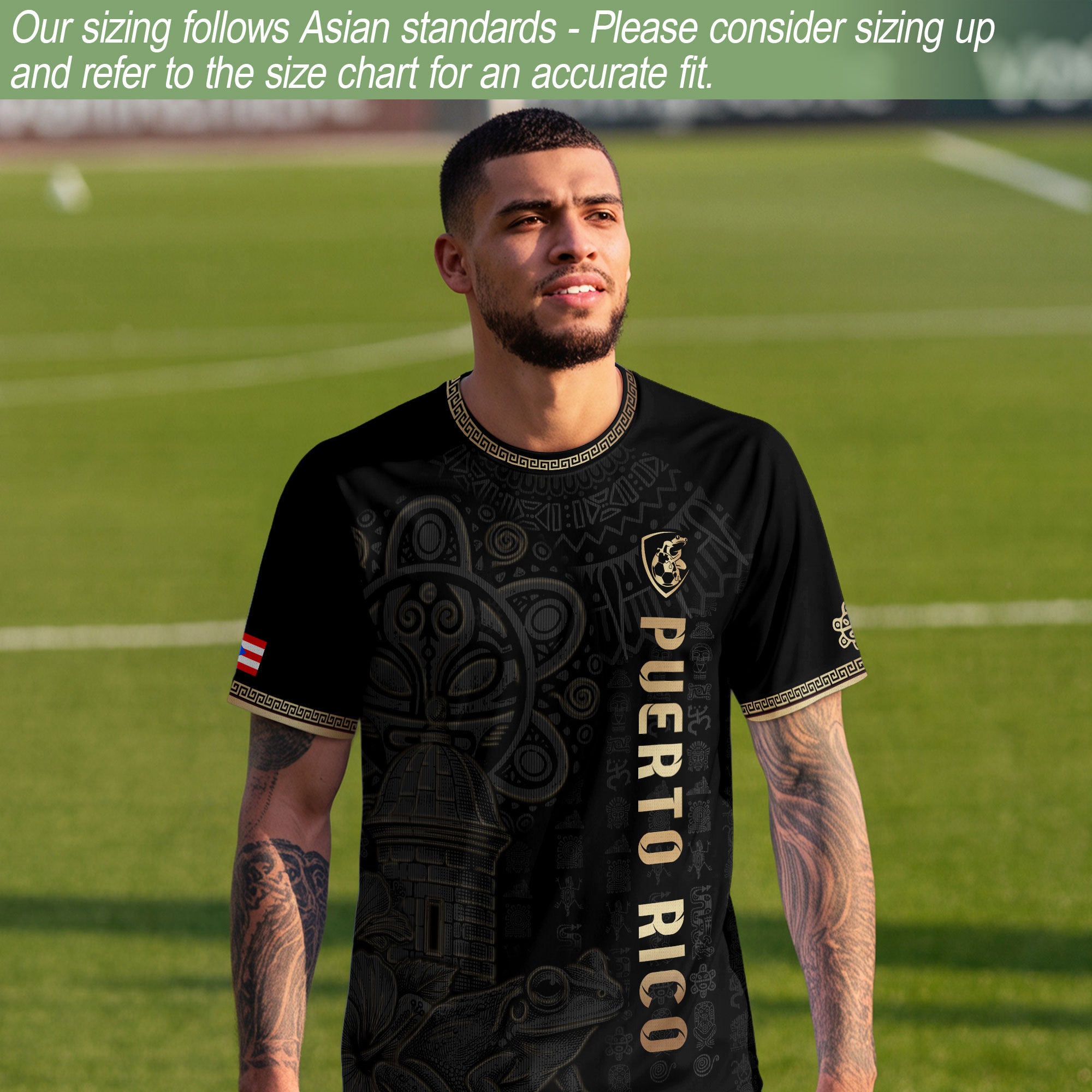 Black Gold Puerto Rico Jersey Men Puerto Rican Soccer Jersey for Men Puerto Rico Soccer Shirt Mens