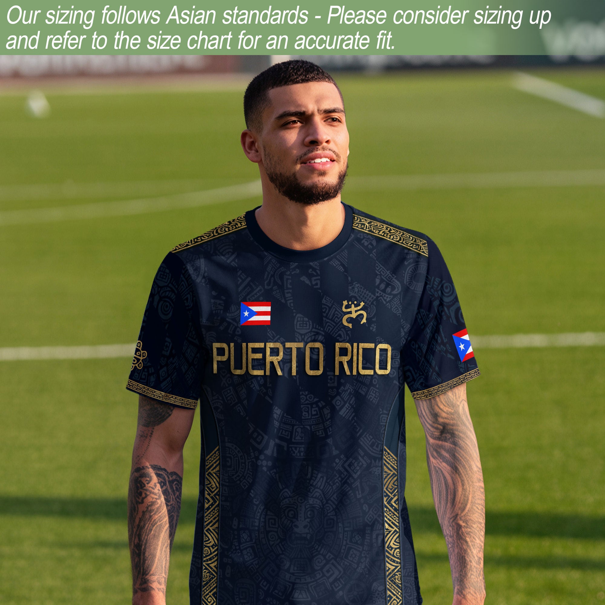 Puerto Rico Soccer Jersey - Taino Coqui Frog Navy Gold Boricua Pride Sportswear