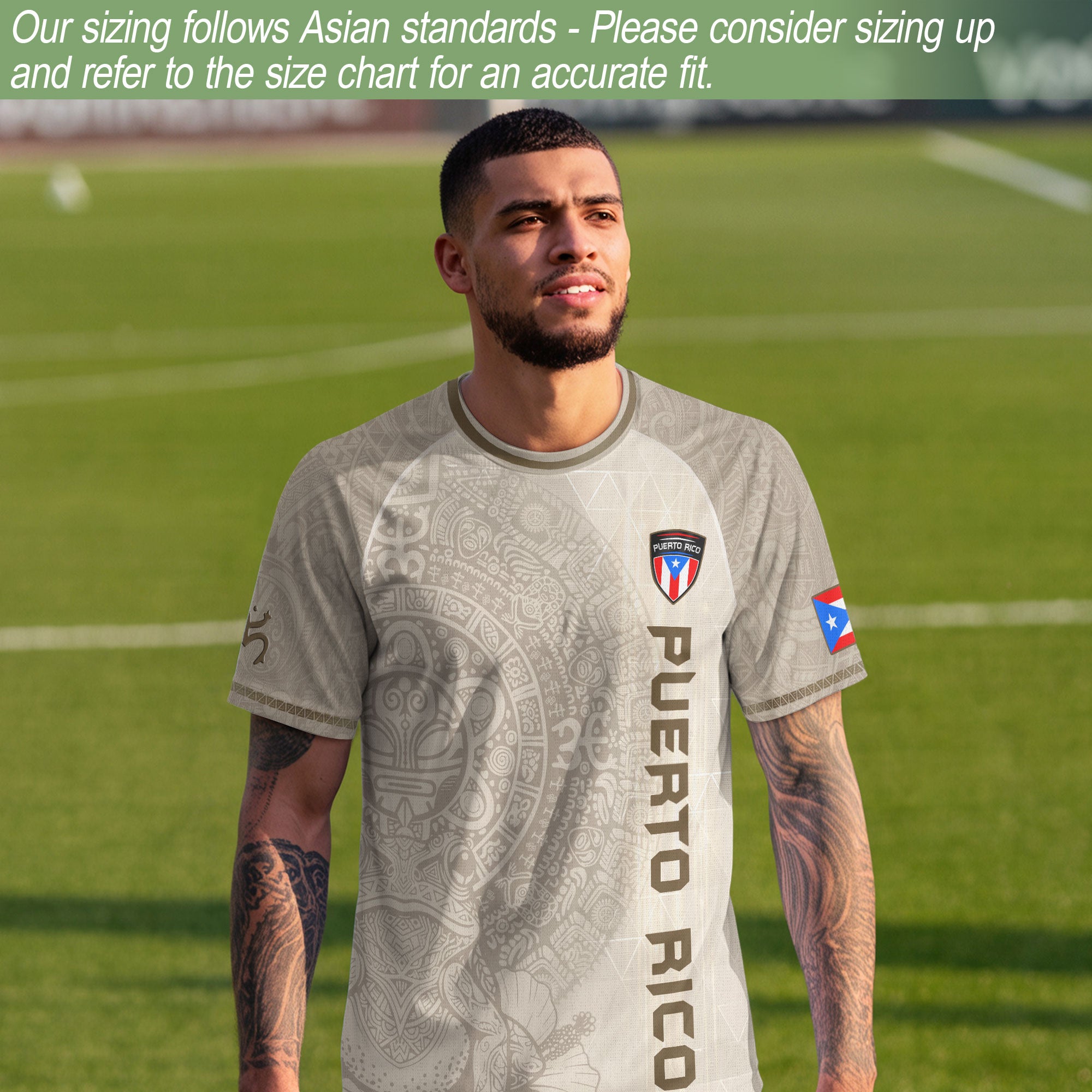 Puerto Rico Heritage Beige Vintage Boricua Athletic Taino Symbols Soccer Jersey