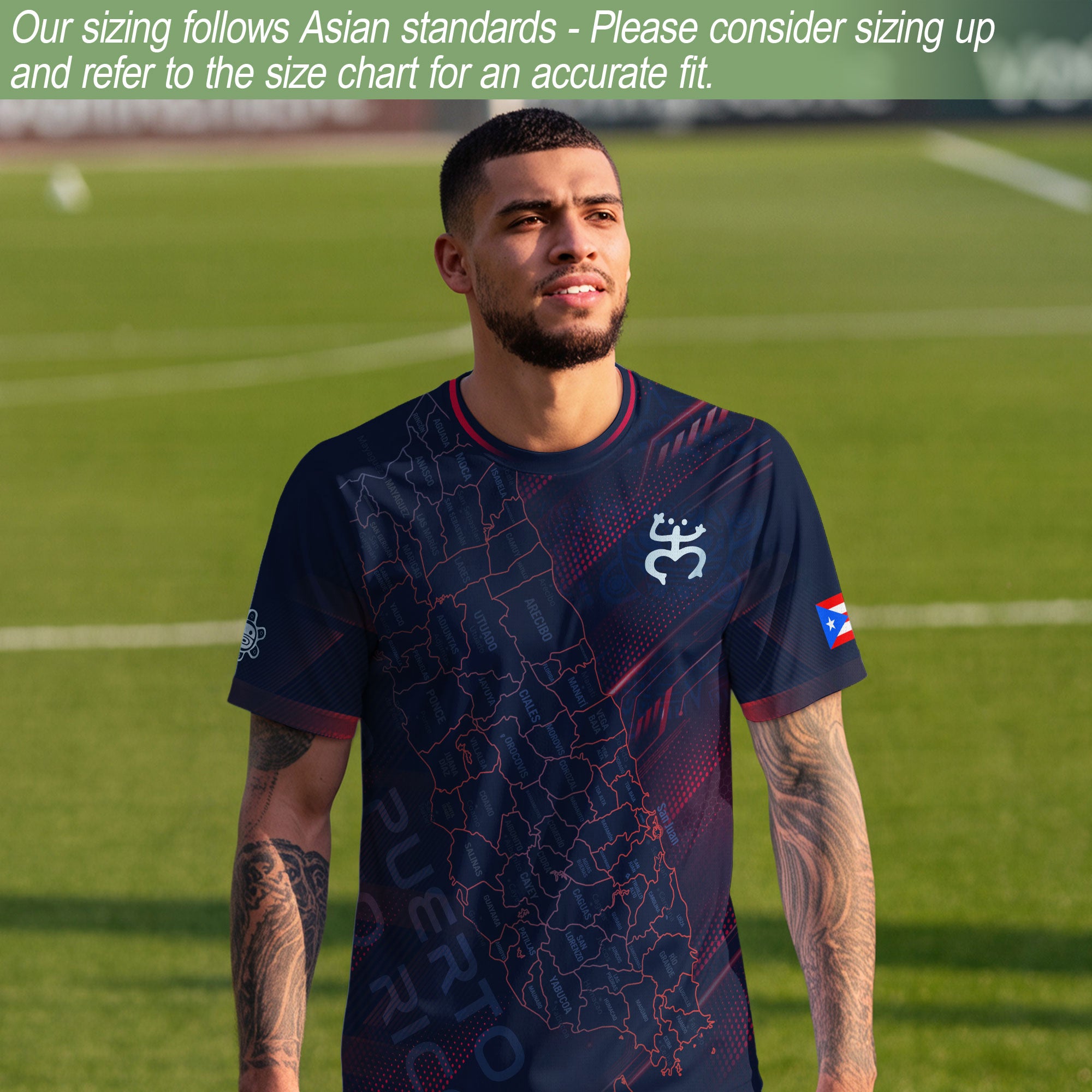 Puerto Rico Heritage Orgullo Boricua Soul Navy Island Map Coqui Graphic Soccer Jersey