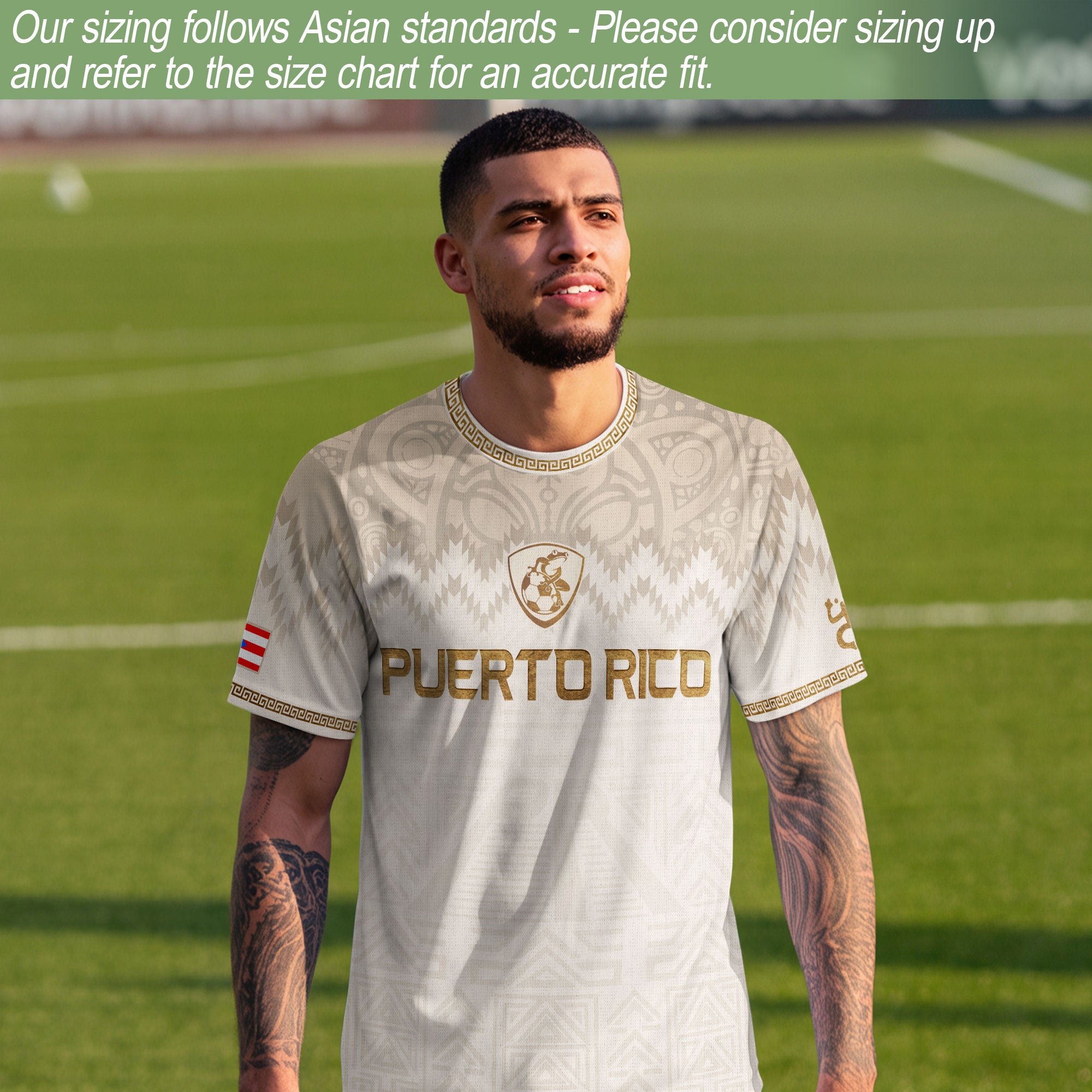 White Gold Puerto Rico Soccer Jersey for Men Puerto Rican Jersey Men Puerto Rico Soccer Shirt for Mens