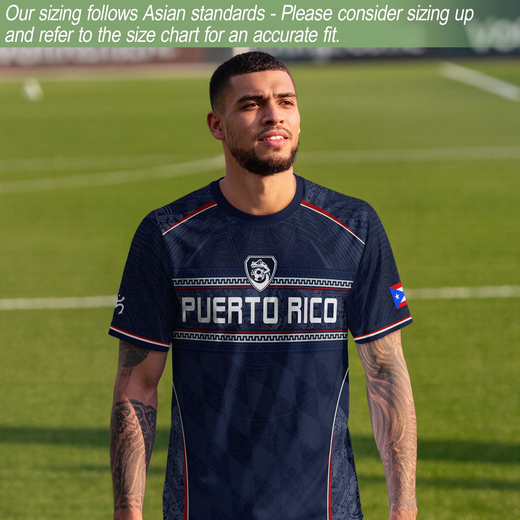 Puerto Rico Soccer Jersey - Modern Navy Taino Pattern Boricua Pride Athletic Fan Jersey