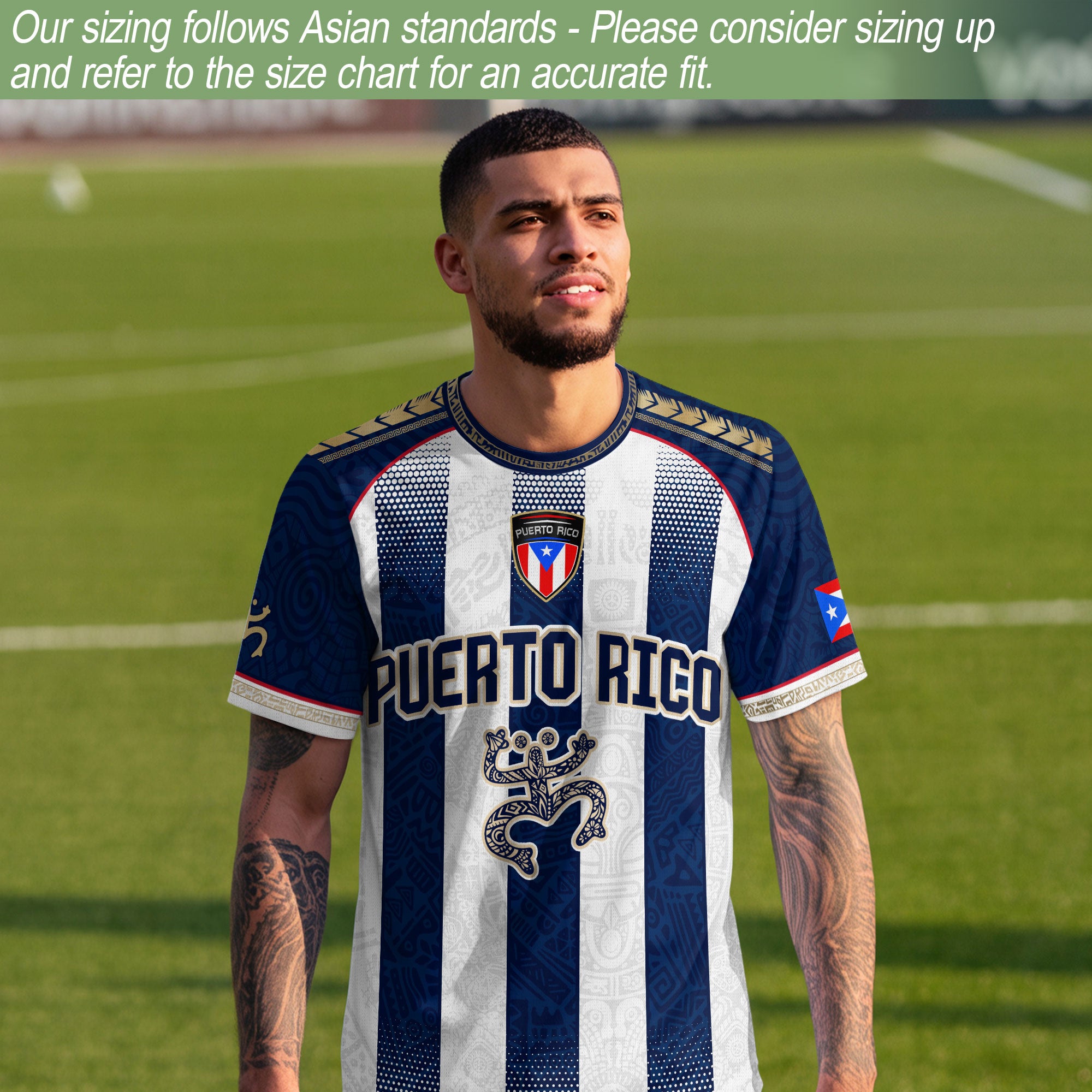 Puerto Rico Soccer Jersey Shirt Blue White Striped Boricua Football Fan Jersey Unisex