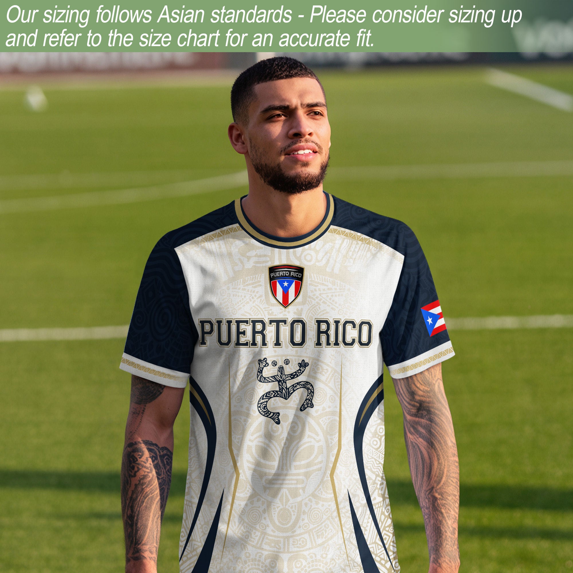 Puerto Rico Soccer Jersey Navy White Taino Coqui Flag PR Football Shirt Heritage