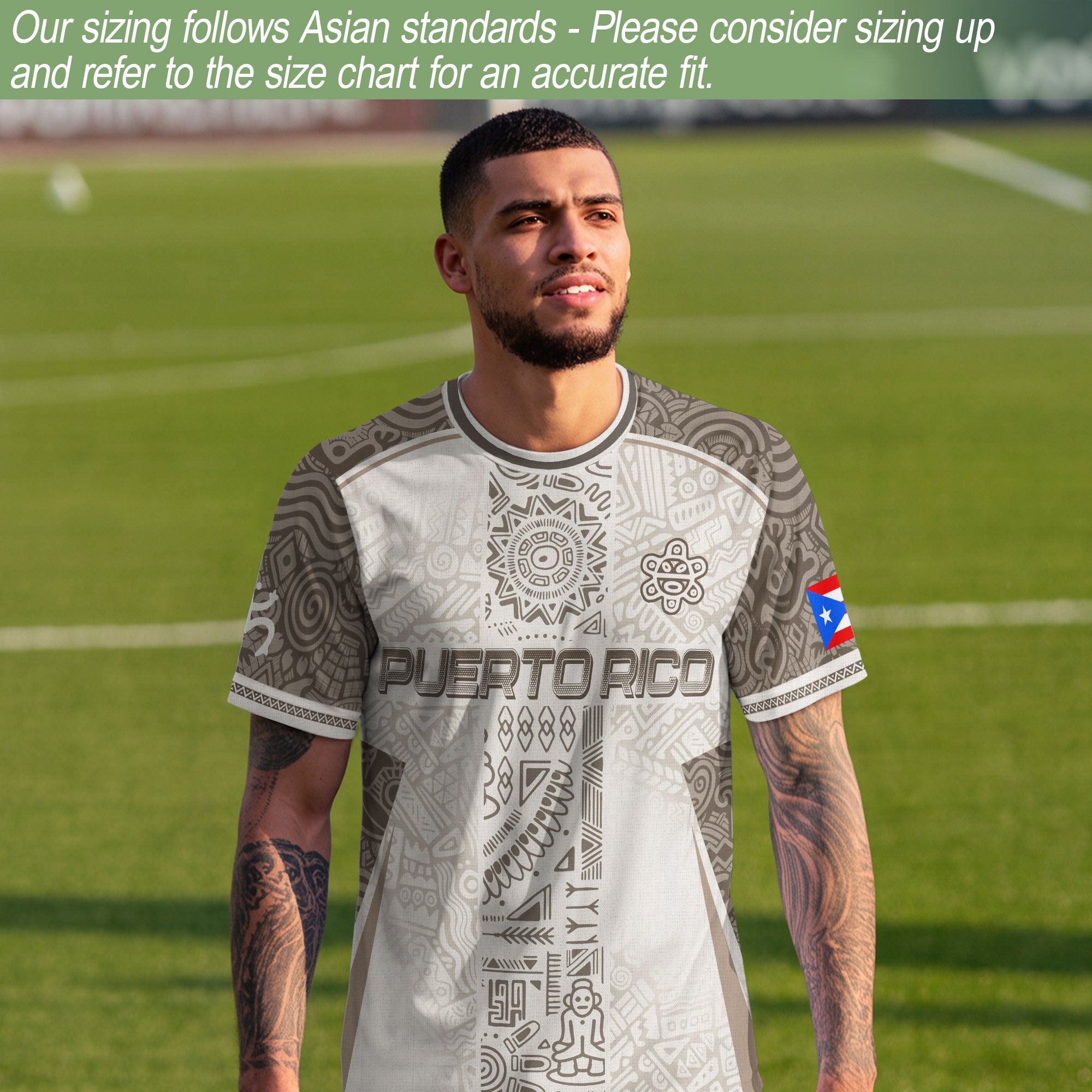 Puerto Rico White Soccer Jersey Tribal Pattern Boricua Pride Football Shirt Unisex