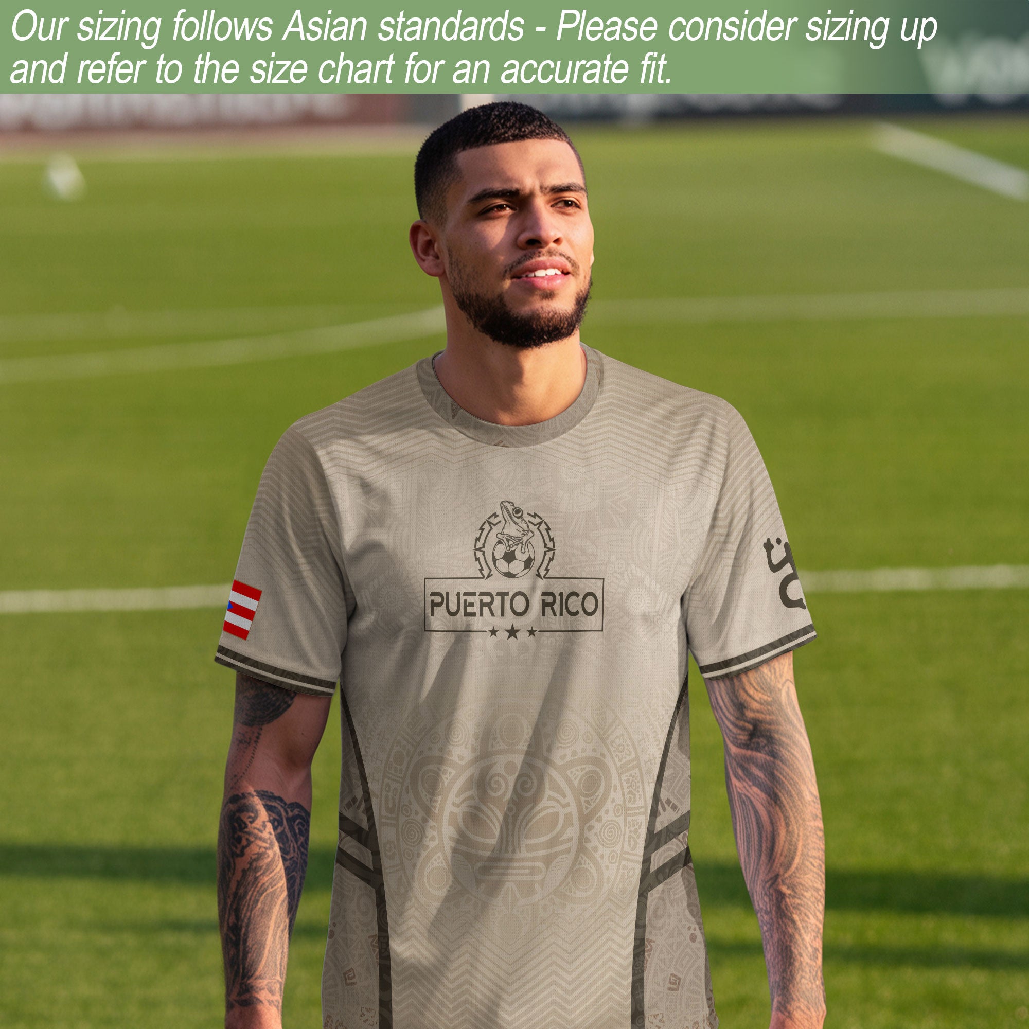 Beige Puerto Rico Soccer Jersey for Men – Puerto Rican Shirt, Puerto Rico Jerseys, Puerto Rico Shirts for Men