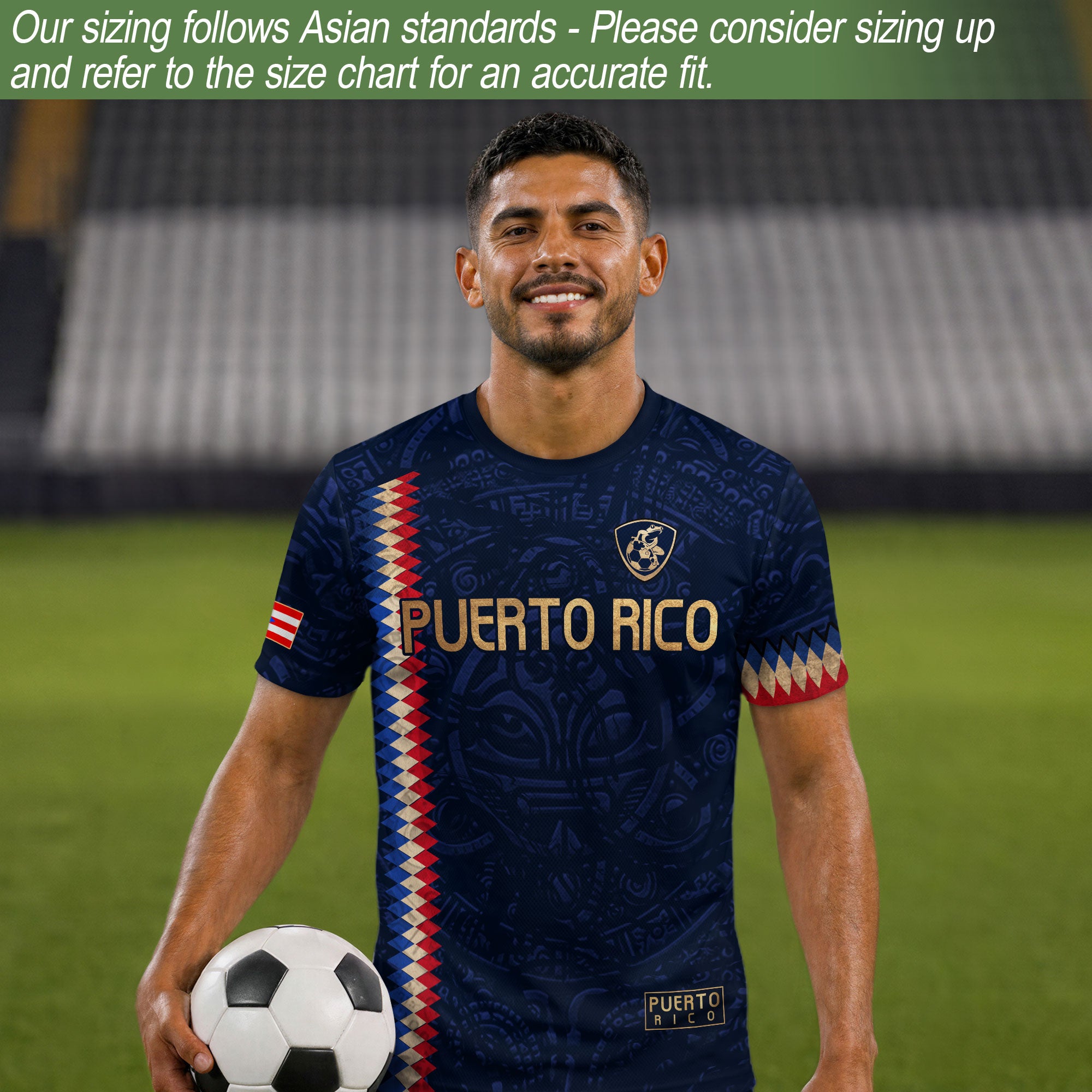 Puerto Rico Soccer Jersey Taino Turtle Navy Gold Chevron Pride Sportswear Tee