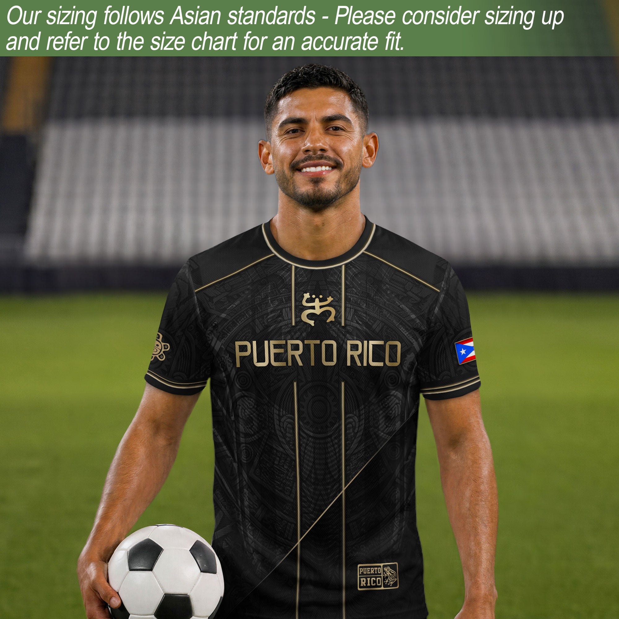 Puerto Rico Soccer Jersey Taino Coquí Black Gold Flag Football Shirt Men Women Gift